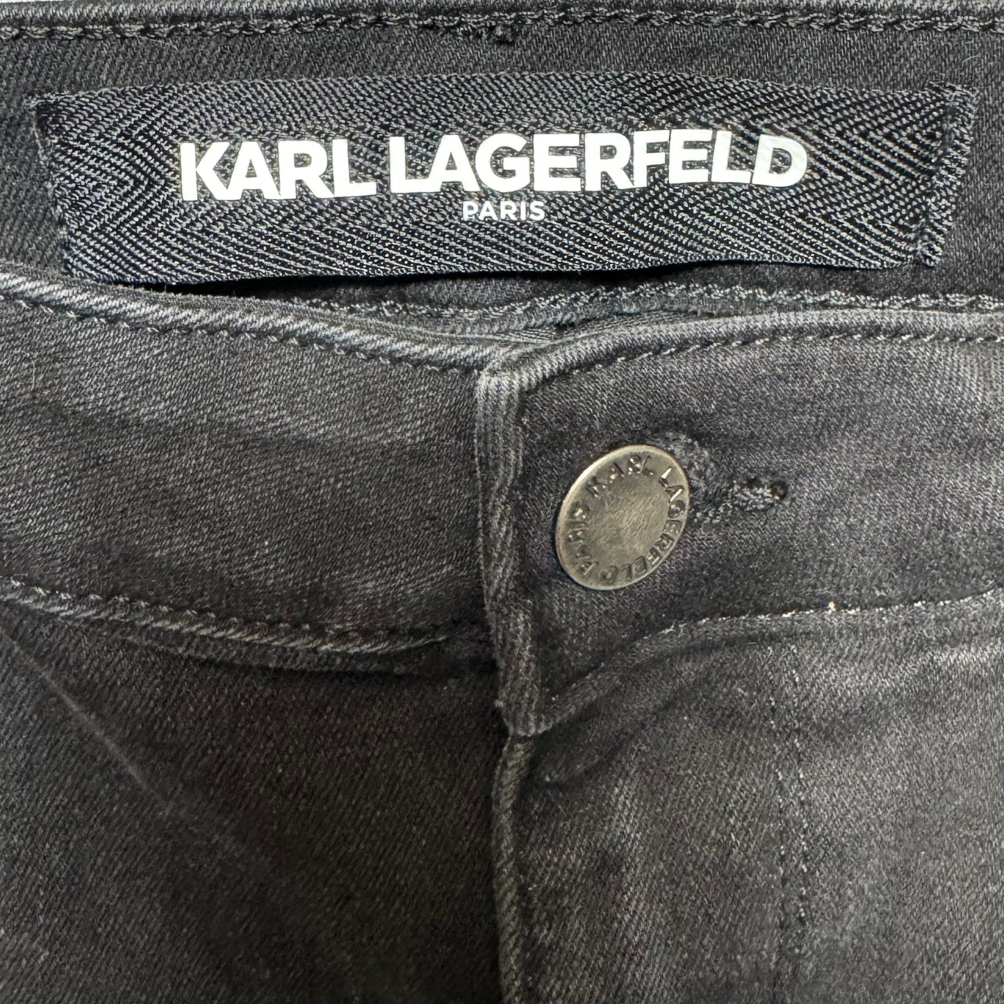 High Rise Flare Leg Jeans Designer By Karl Lagerfeld In Black, Size: 14