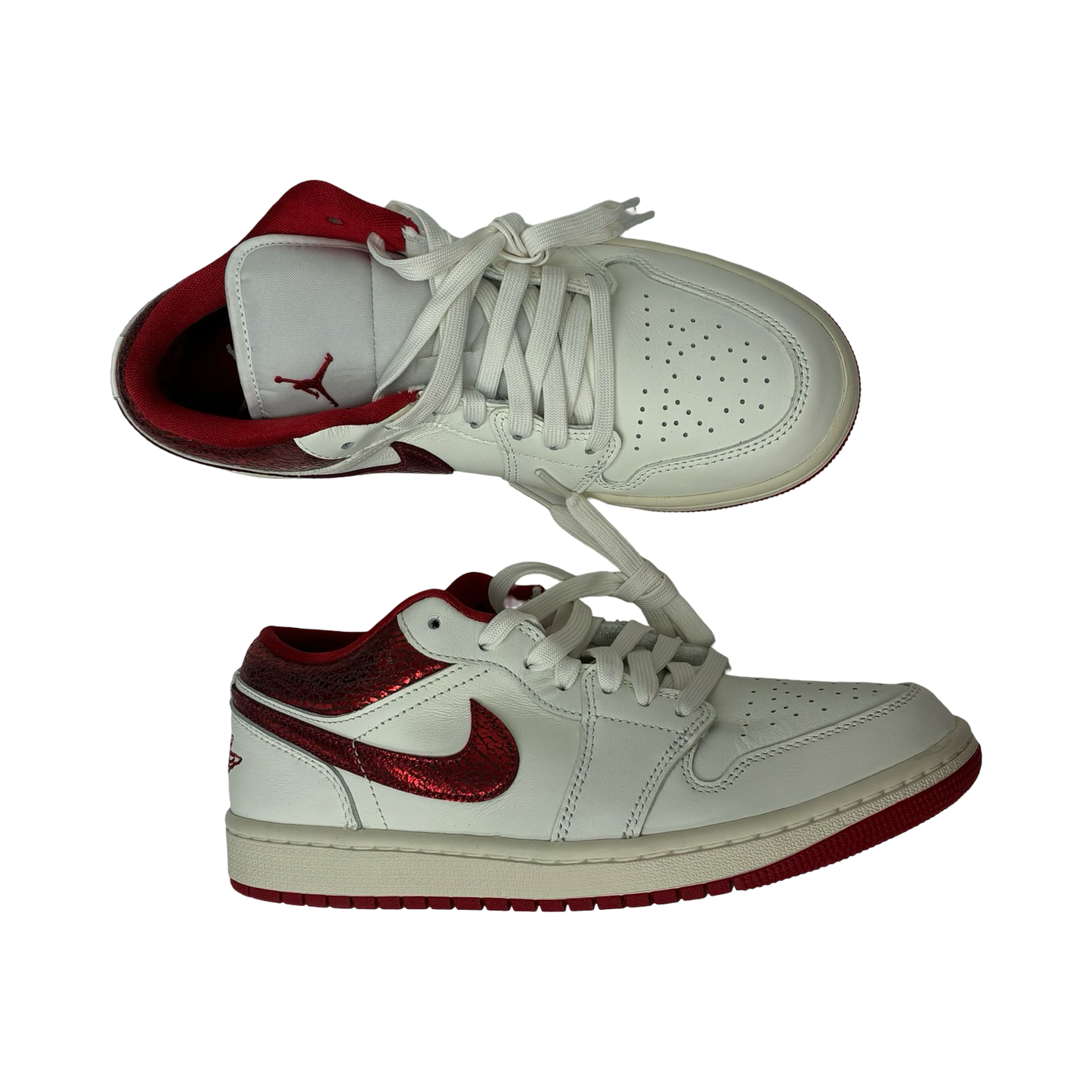 Shoes Luxury Designer By Jordan In Red & White, Size:9
