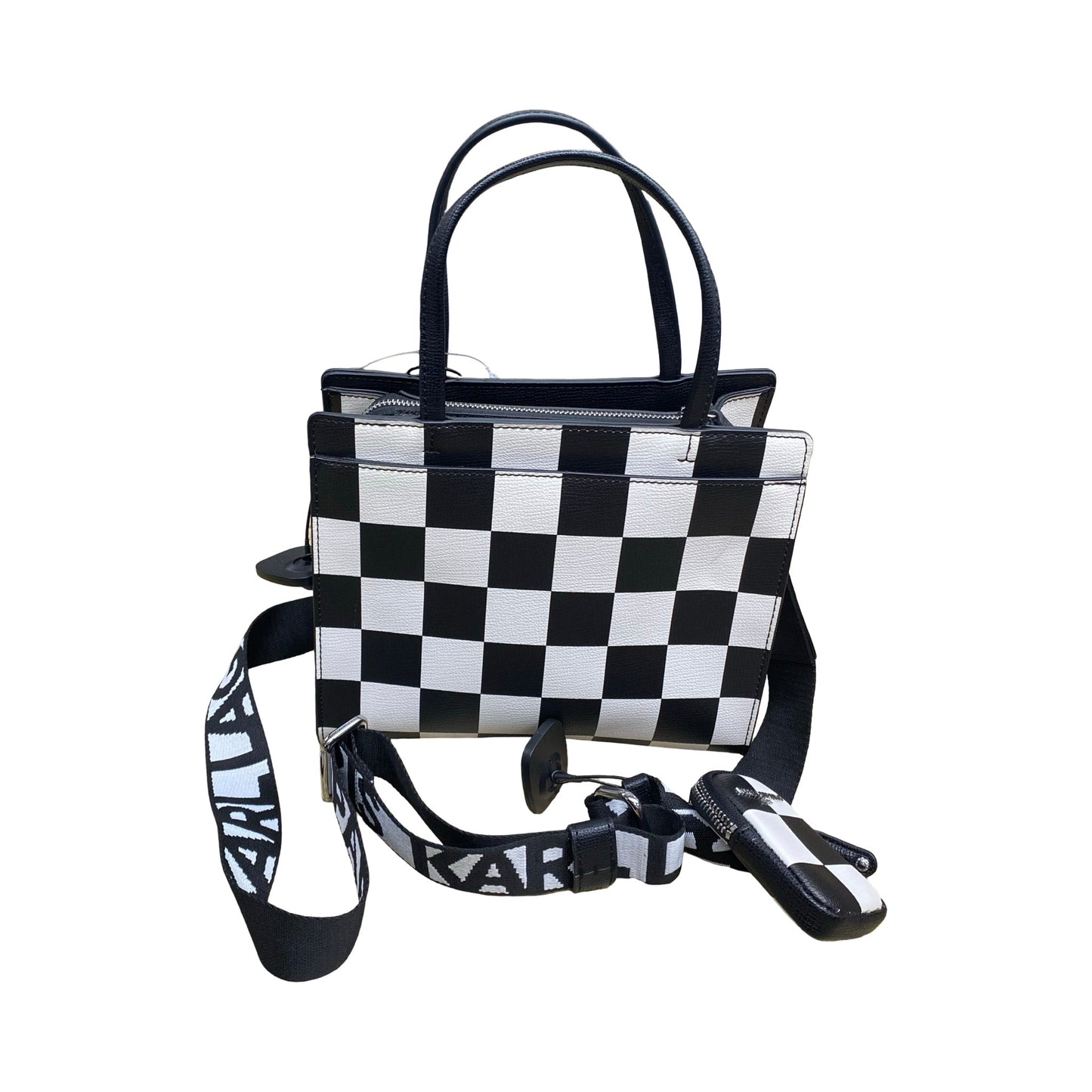 Handbag Designer By Karl Lagerfeld In Black & White, Size:Medium