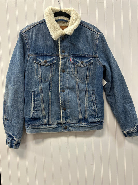 Jacket Faux Fur & Sherpa By Levis In Blue Denim, Size:S