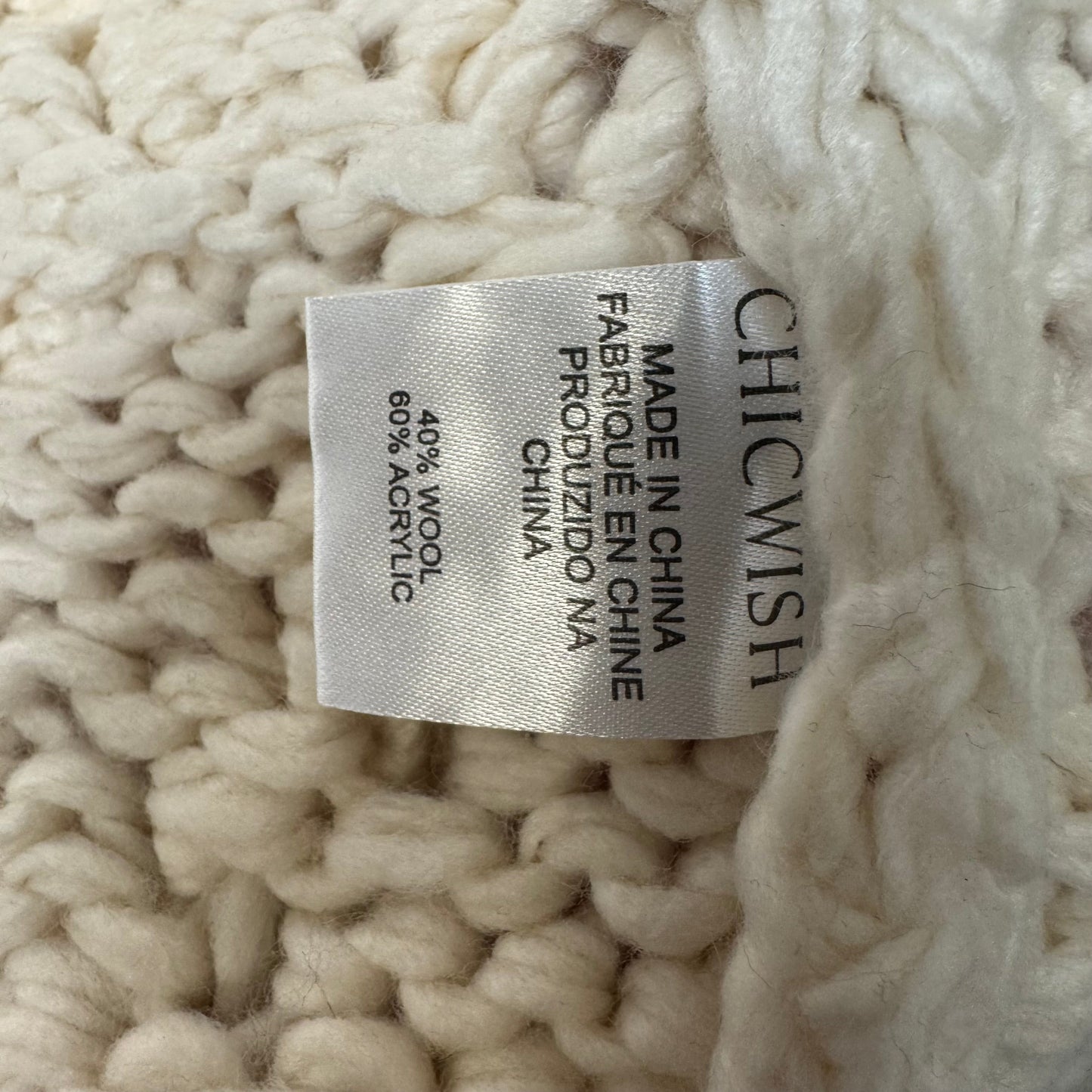 Knit Your Love Cardigan acrylic-wool blend By Chicwish In Cream, Size: M