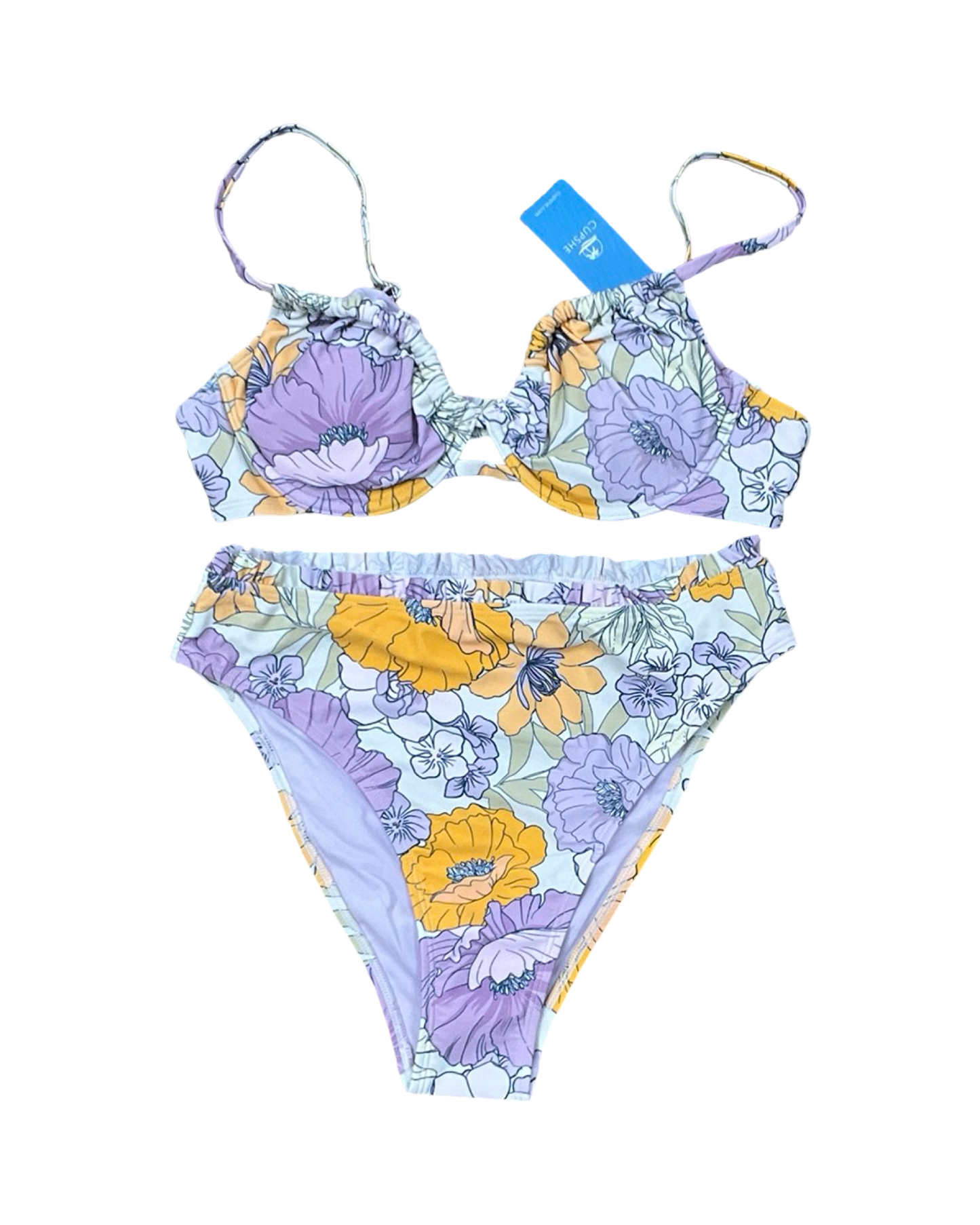 Swimsuit 2Pc By Cupshe In Purple & White, Size:M
