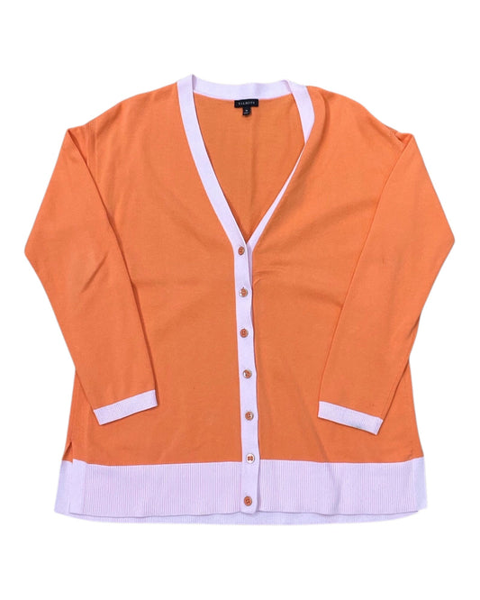 Cardigan By Talbots In Orange & Pink, Size:M