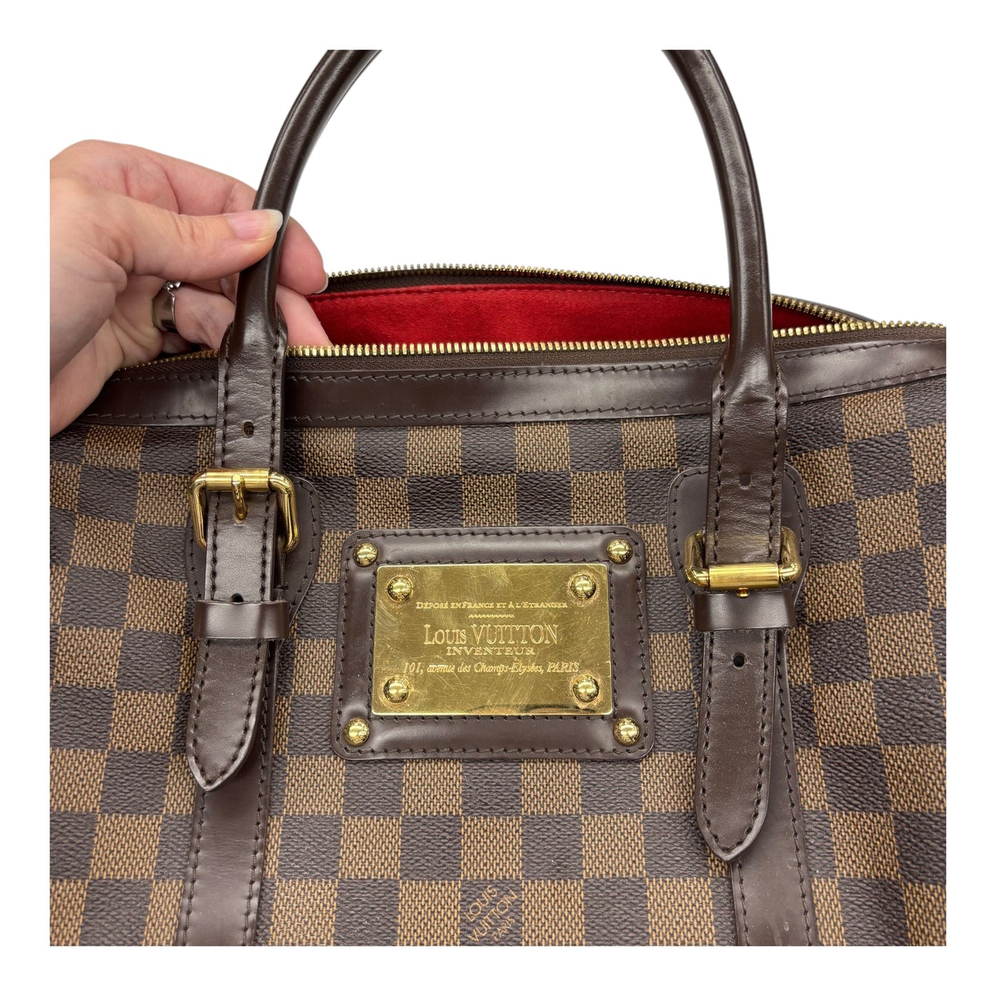 Handbag Luxury Designer By Louis Vuitton In Brown, Size:Medium