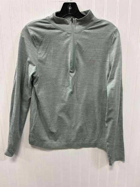 Athletic Top Ls Collar By New Balance In Green, Size:L