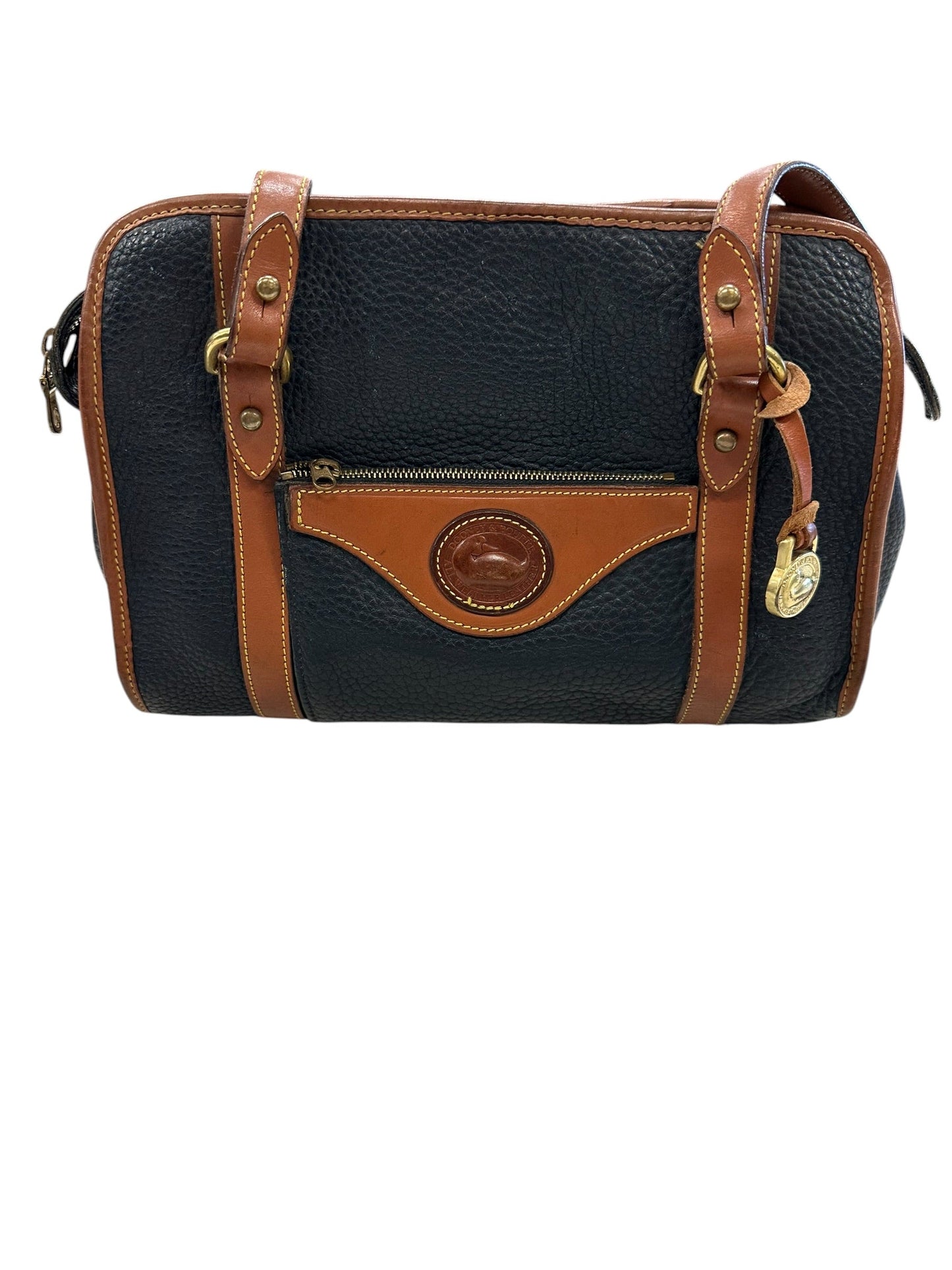Handbag Designer By Dooney And Bourke In Blue & Tan, Size:Medium