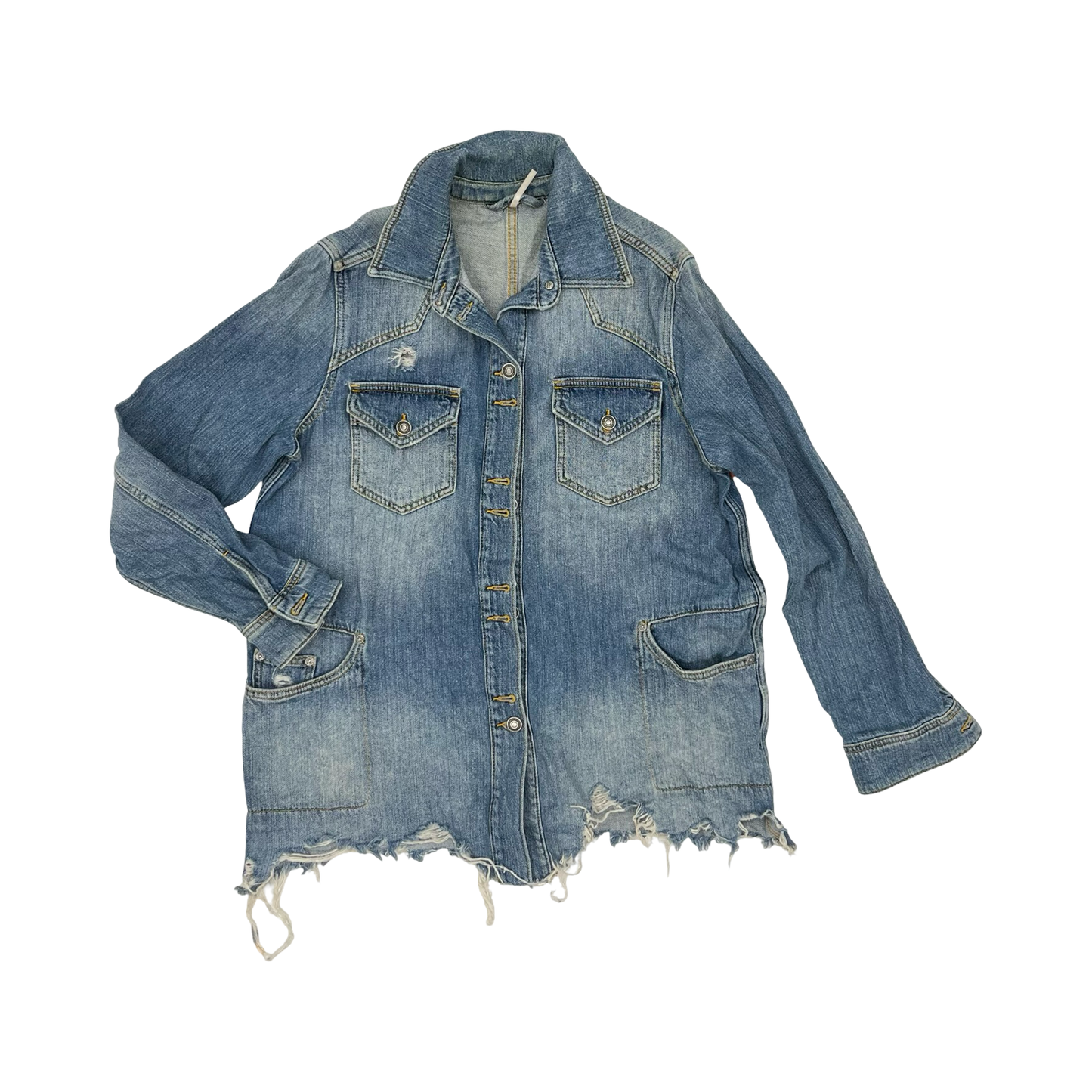 Jacket Denim By Free People In Blue Denim, Size:S