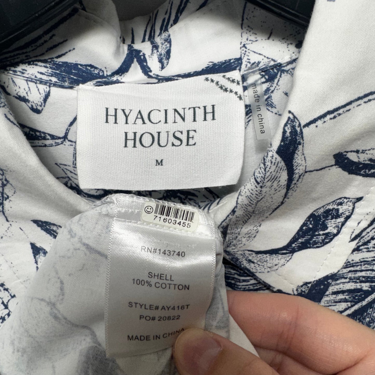Beau Boyfriend Top Long Sleeve By Hyacinth House In Blue & White, Size: M
