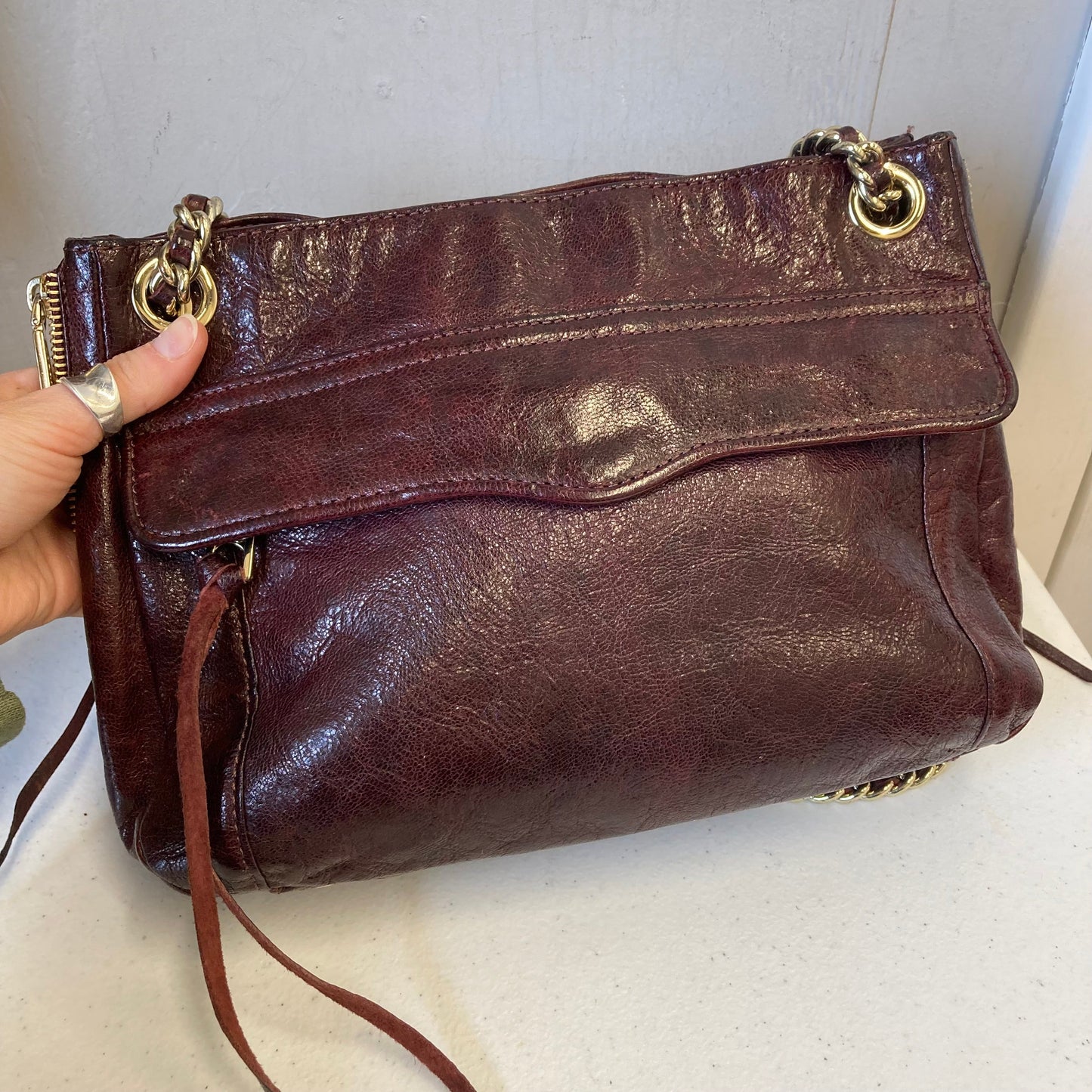 Handbag Designer By Rebecca Minkoff In Maroon, Size:Medium