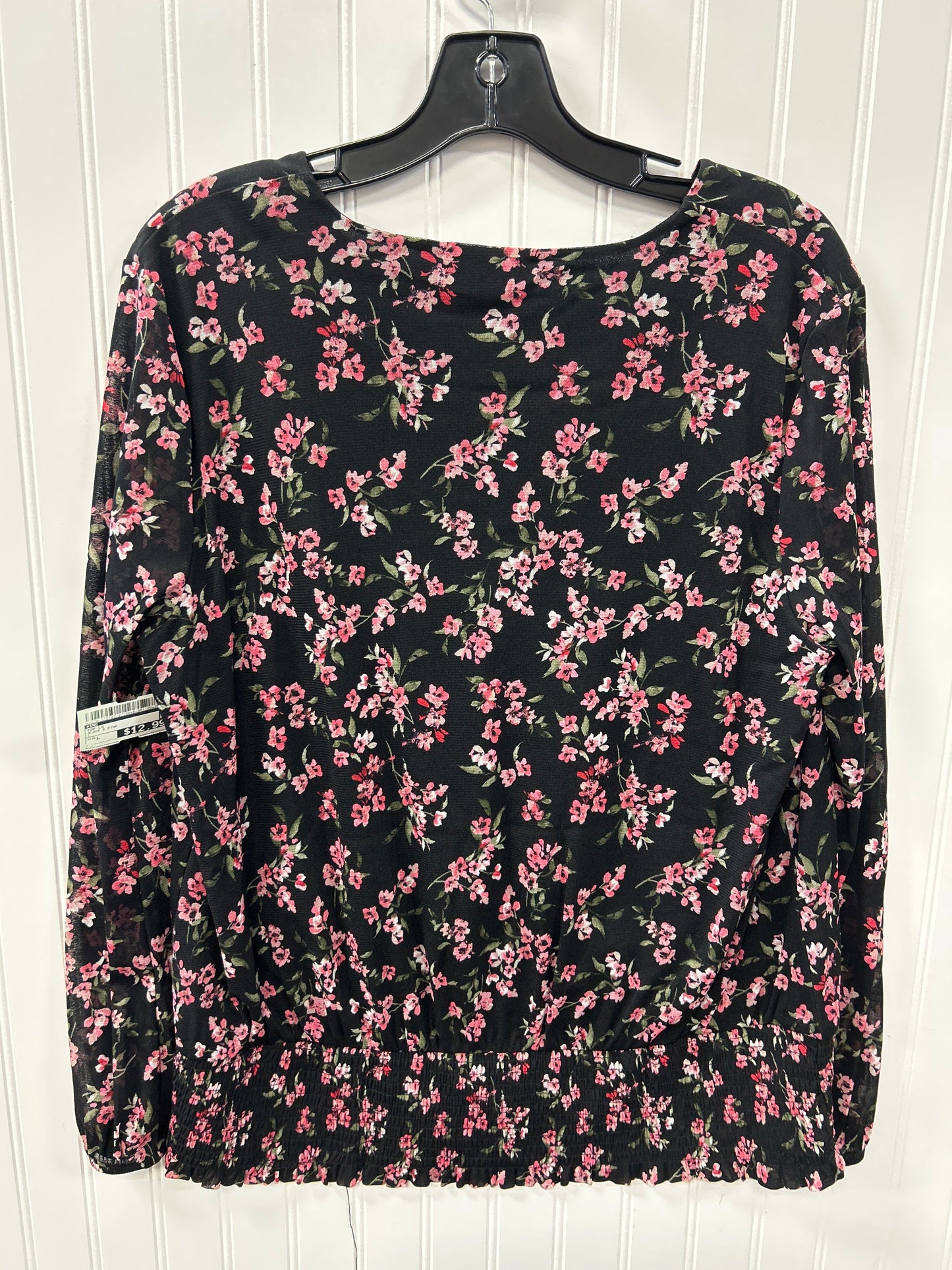 Top Ls By Inc In Black & Pink, Size:L