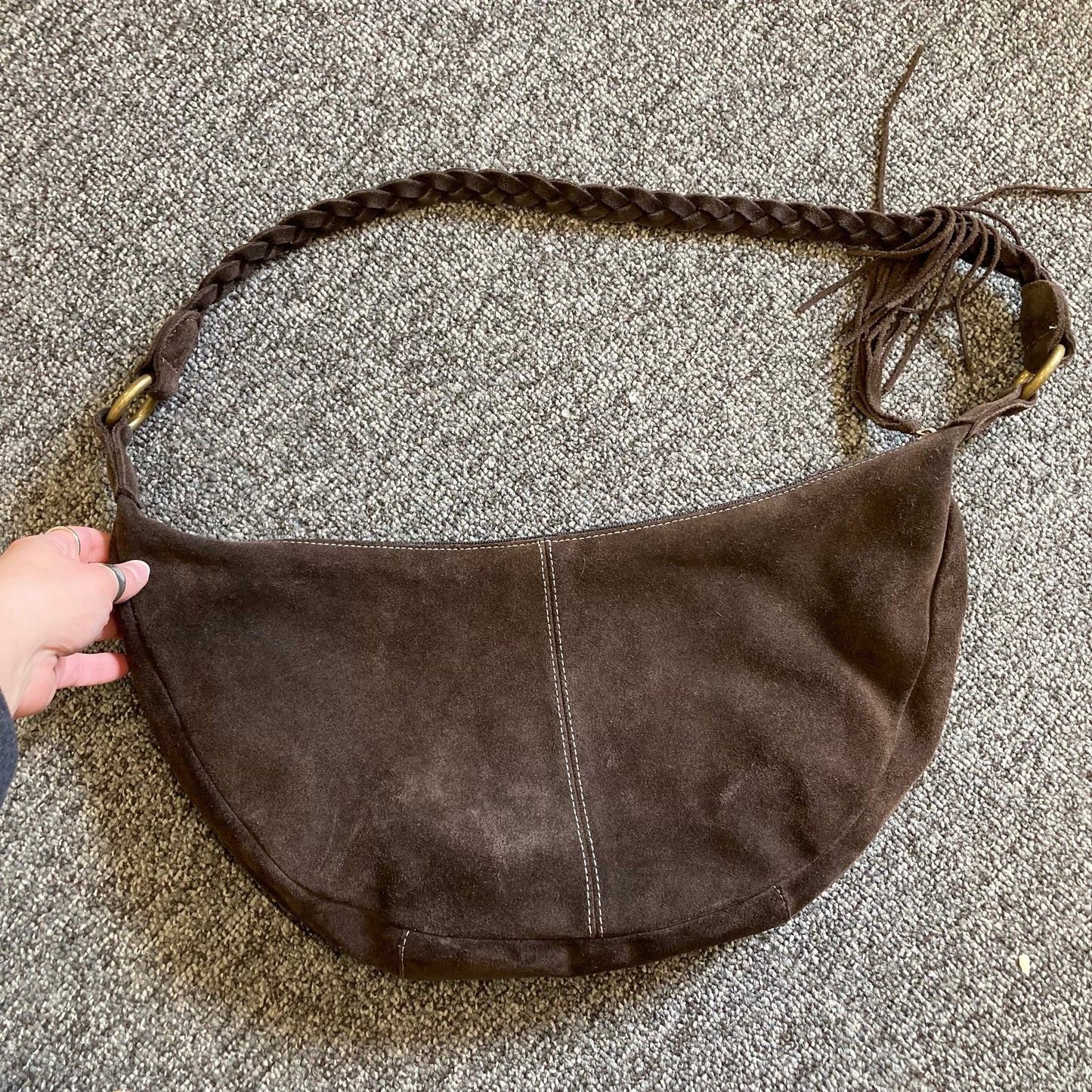 Handbag Leather By Old Navy In Brown, Size:Medium