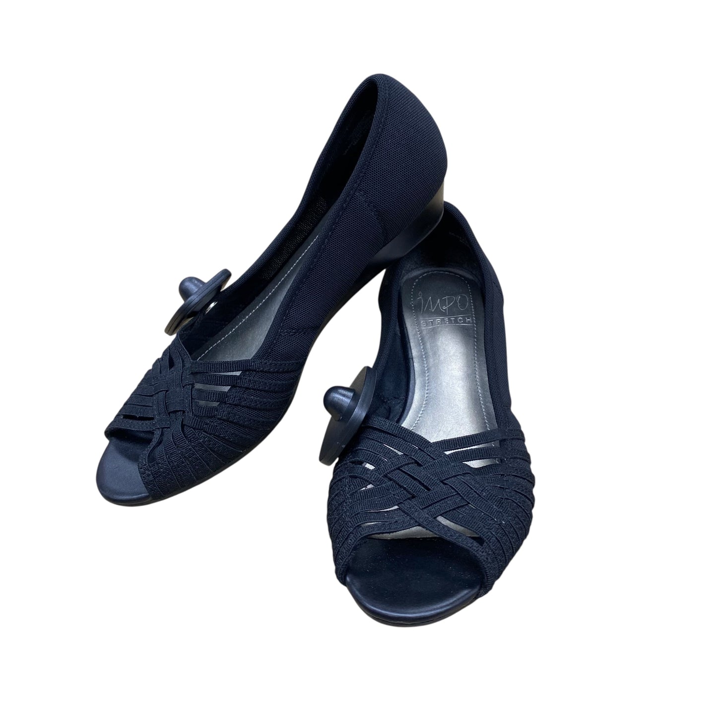 Sandals Heels Wedge By MPO Stretch In Black, Size:7.5