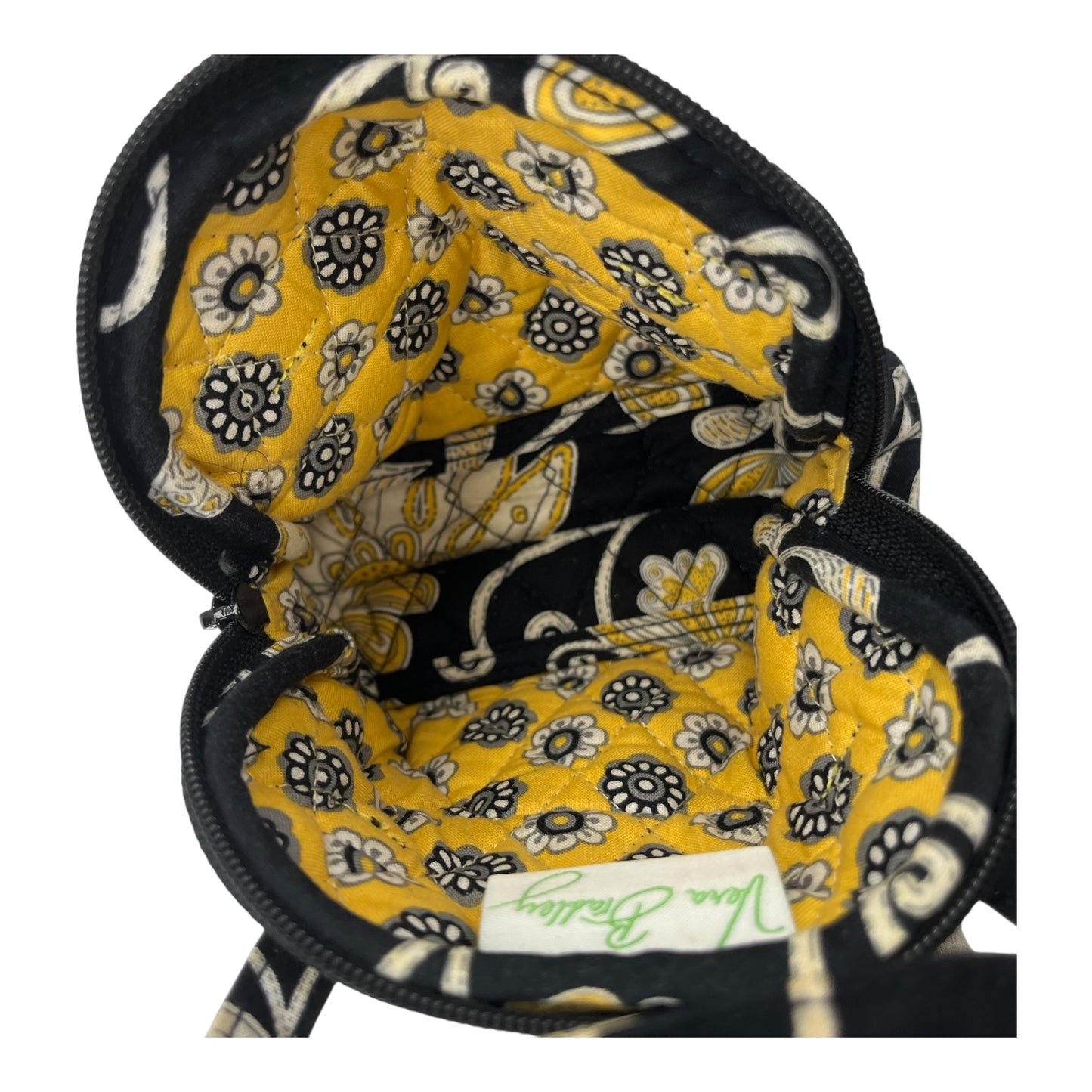 Makeup Bag By Vera Bradley In Black & Yellow, Size:Small