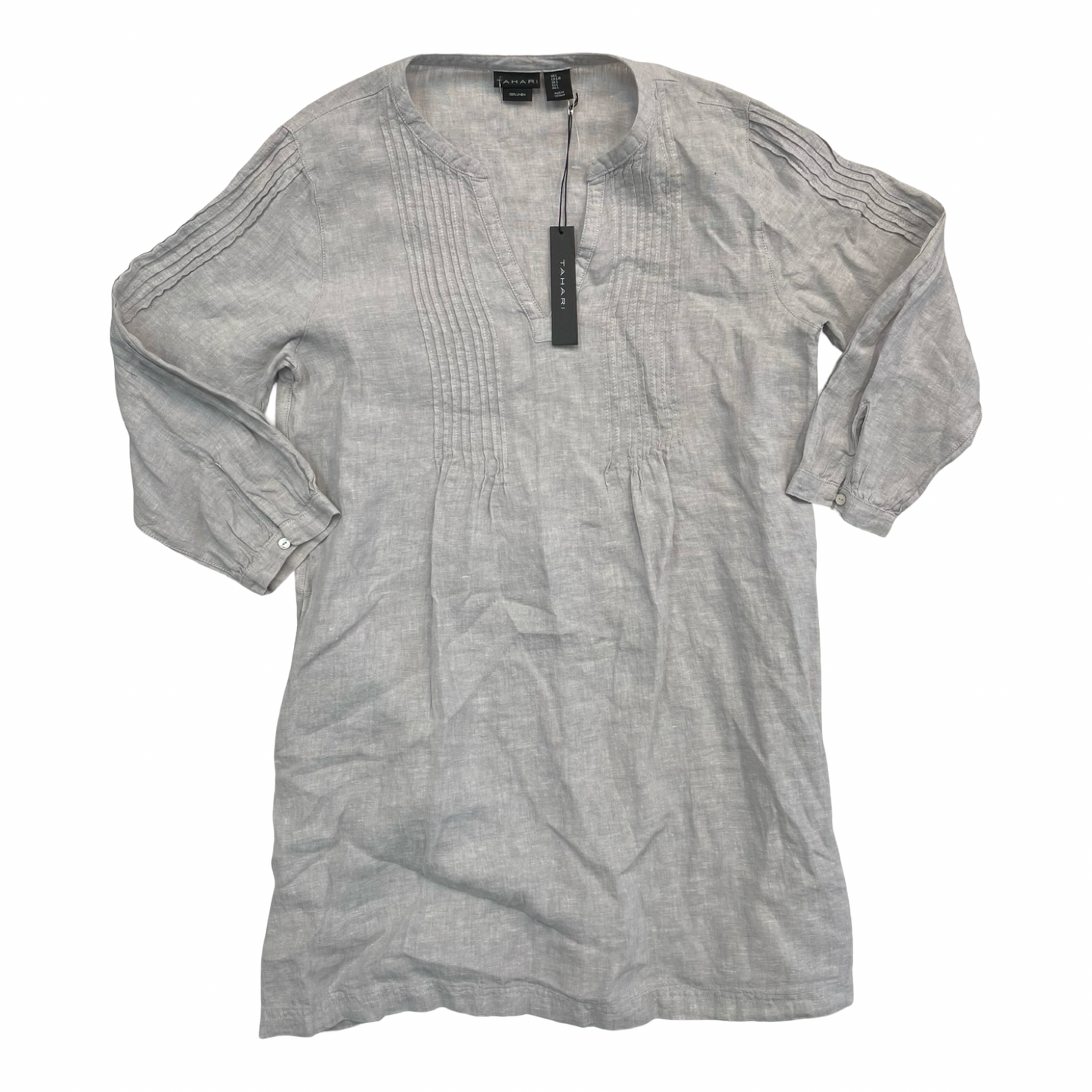 Tunic 3/4 Sleeve By Tahari In Grey, Size:L