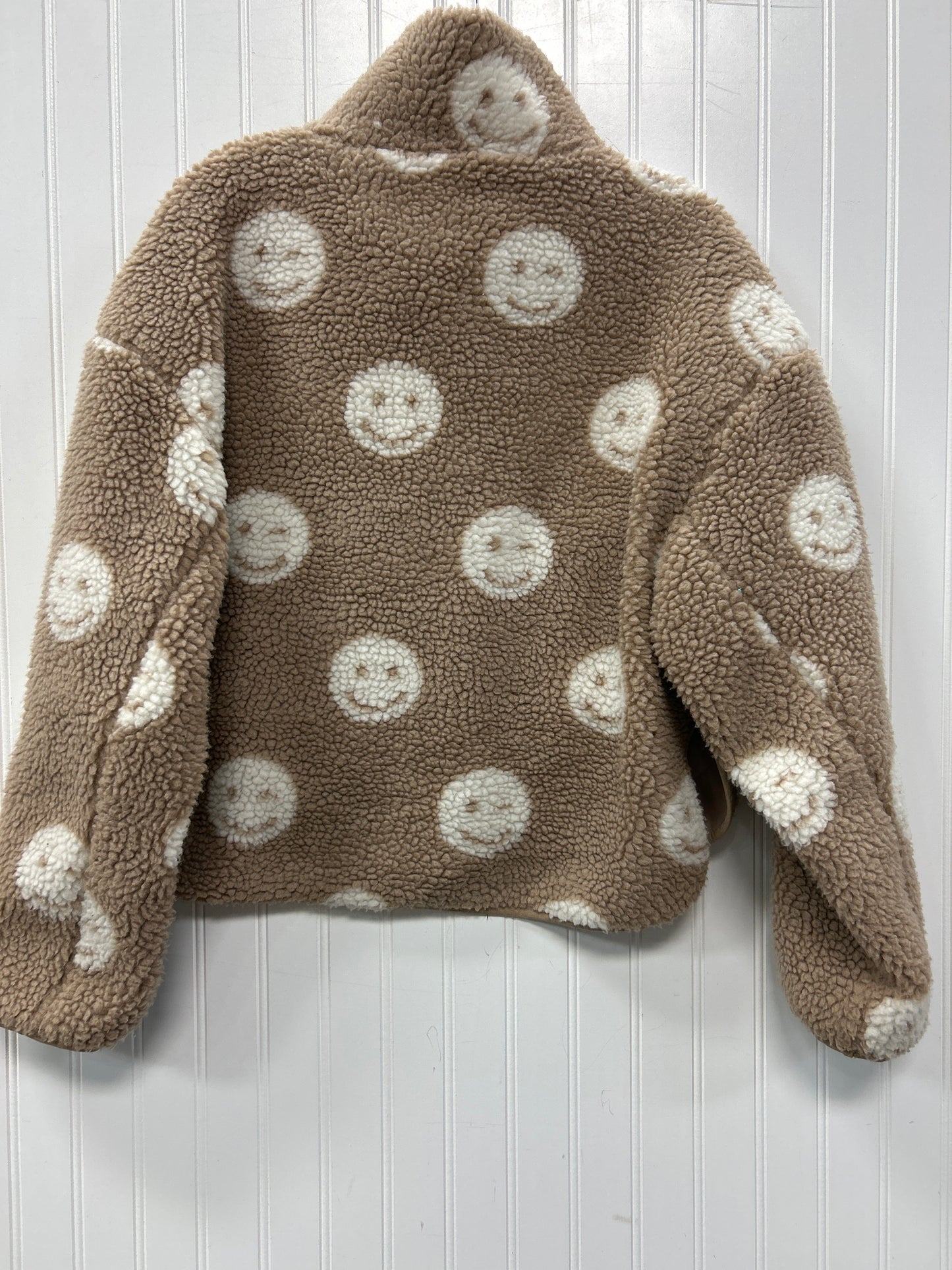 Jacket Faux Fur & Sherpa By Elodie In Brown & White, Size:M