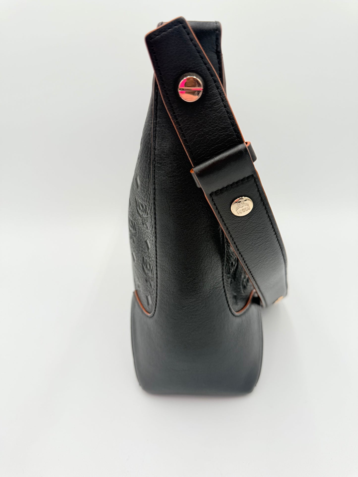 Handbag Luxury Designer By Mcm In Black, Size:Medium