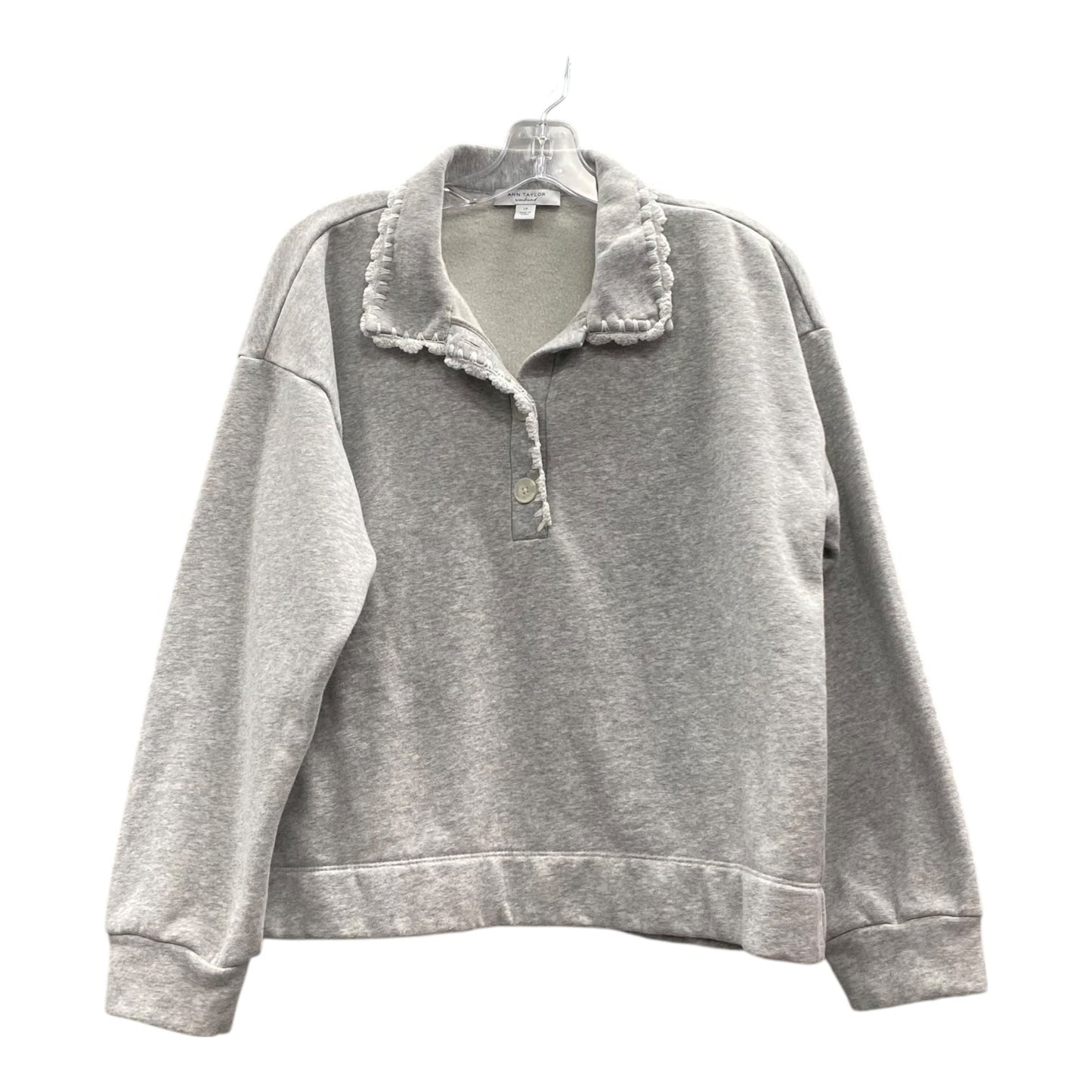 Sweatshirt Collar By Ann Taylor In Grey, Size:Lp