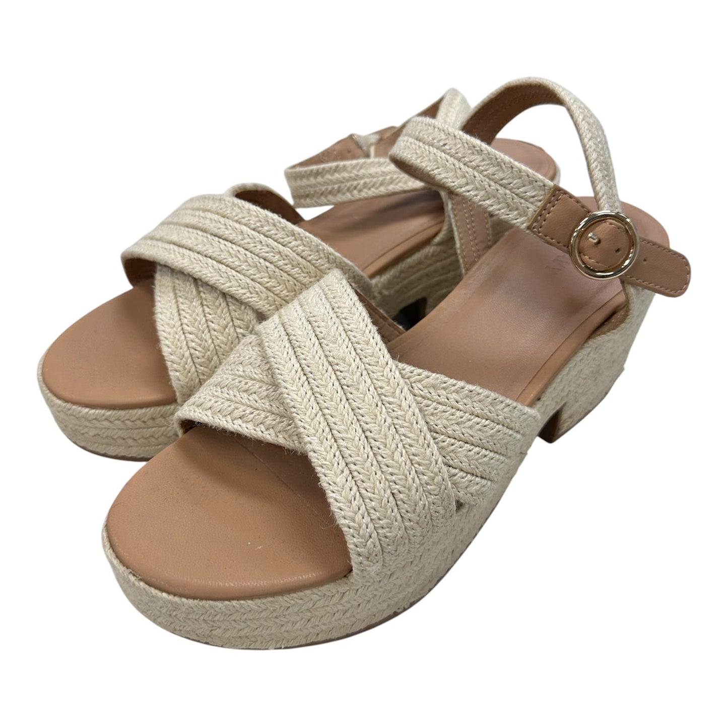 Sandals Heels Wedge By Old Navy In Tan, Size:10