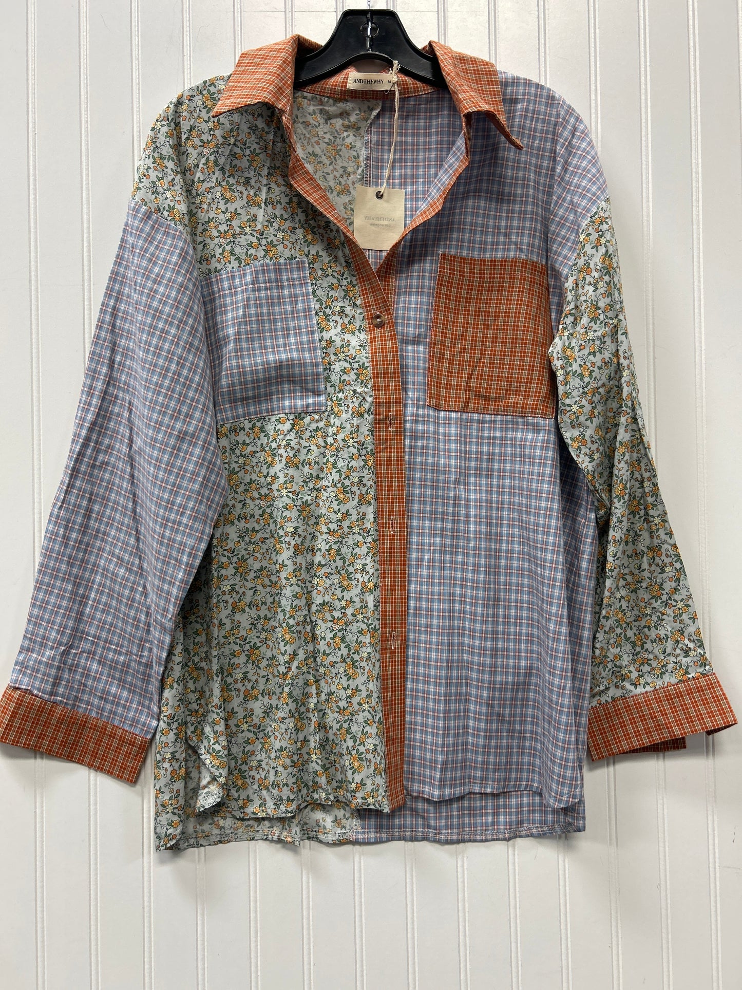 Top Ls By Clothes Mentor In Plaid Pattern, Size:M