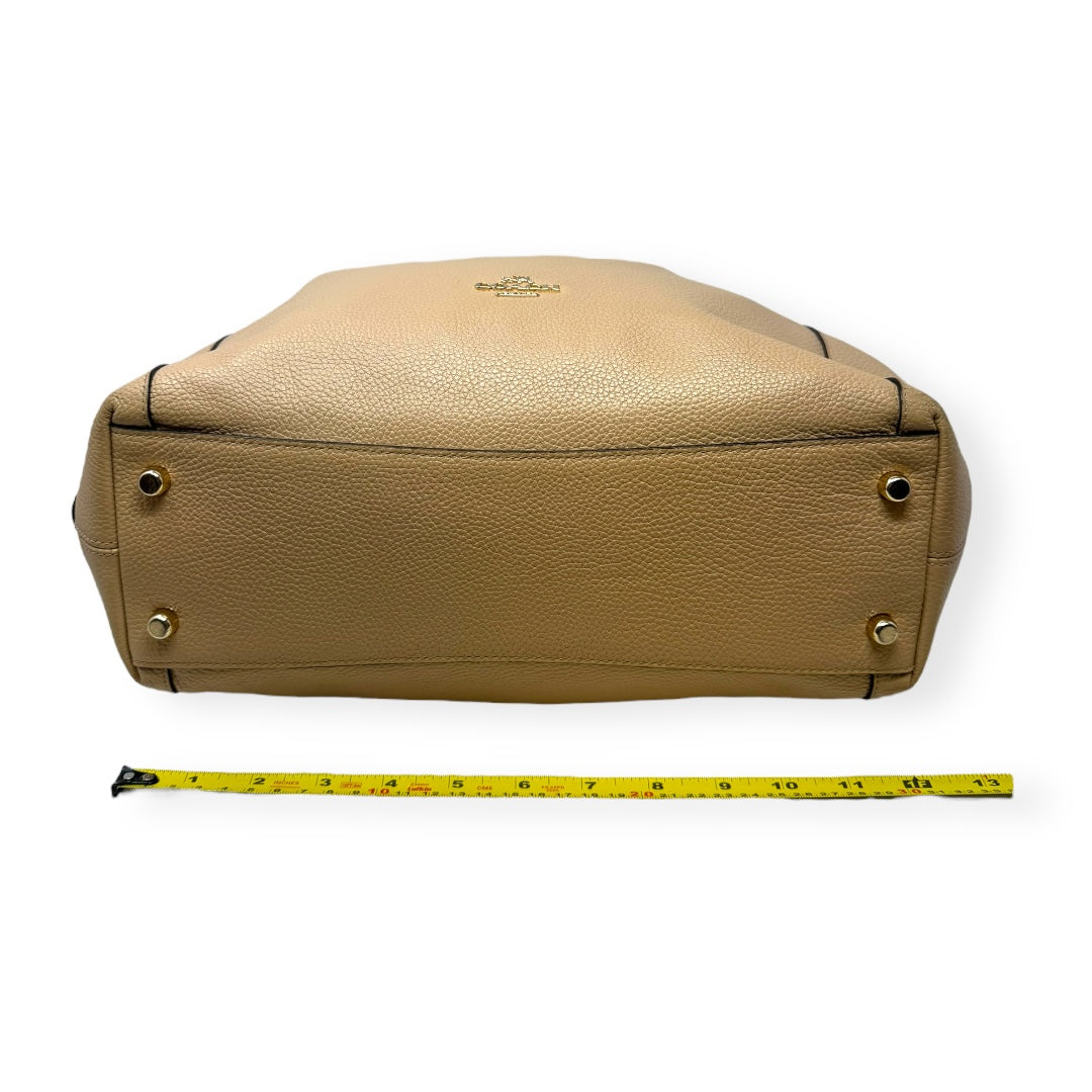 Edie Pebbled Leather Handbag Designer By Coach  Size: Medium