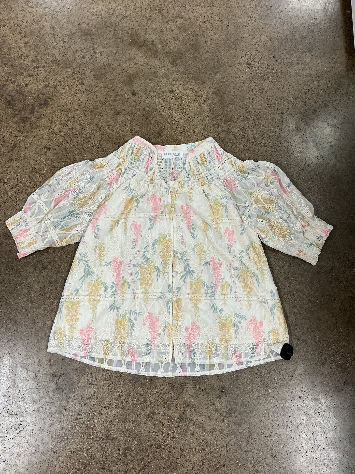 Top Ss By Impressions In Pink & Yellow, Size:L