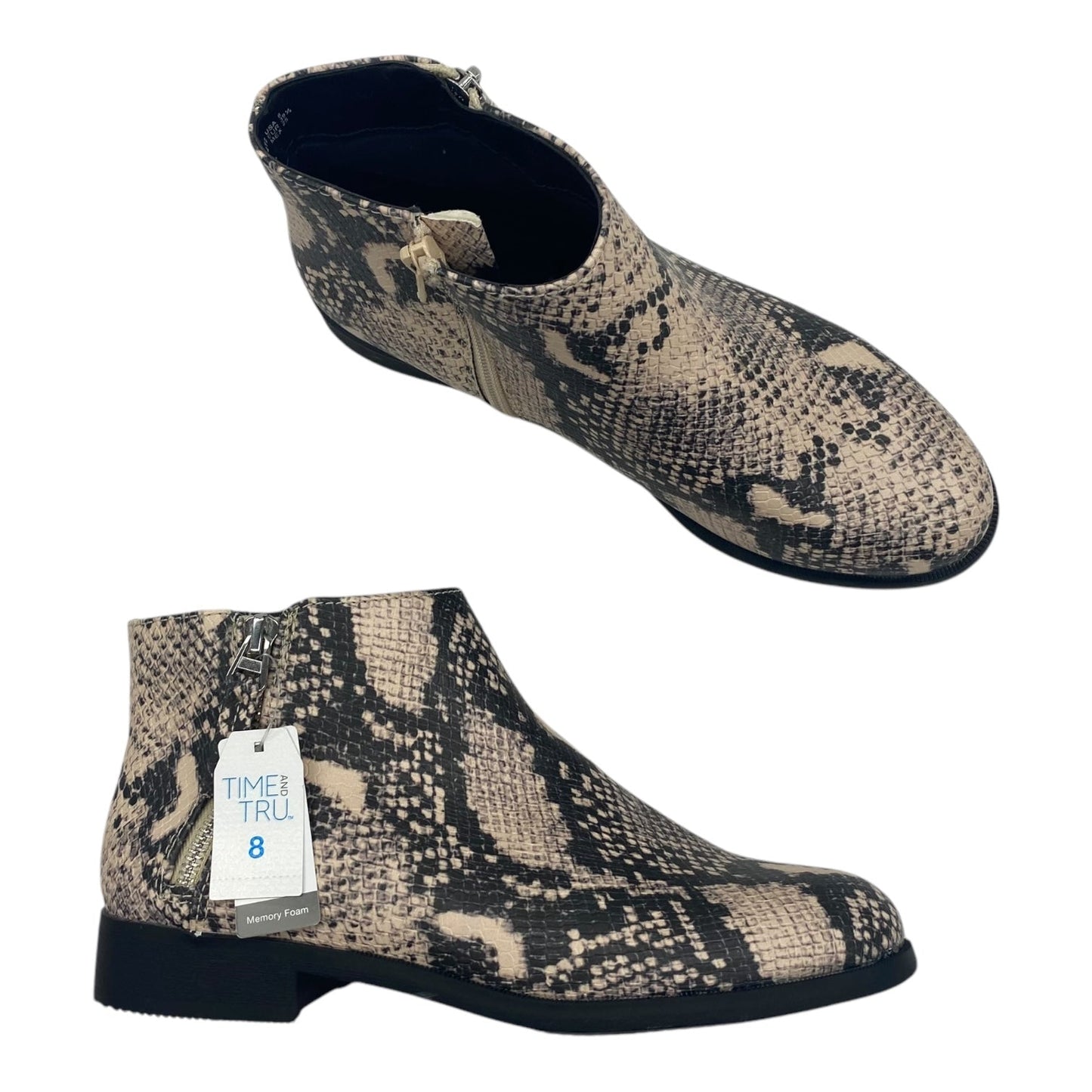 Boots Ankle Heels By Time And Tru In Snakeskin Print, Size:8