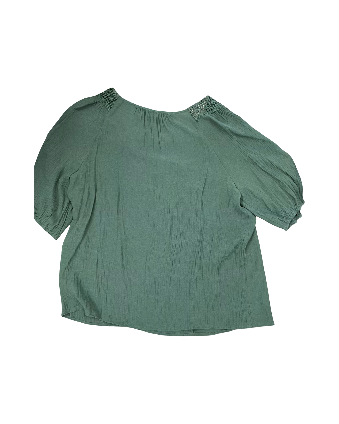 Top 3/4 Sleeve By Auw In Green, Size:2X