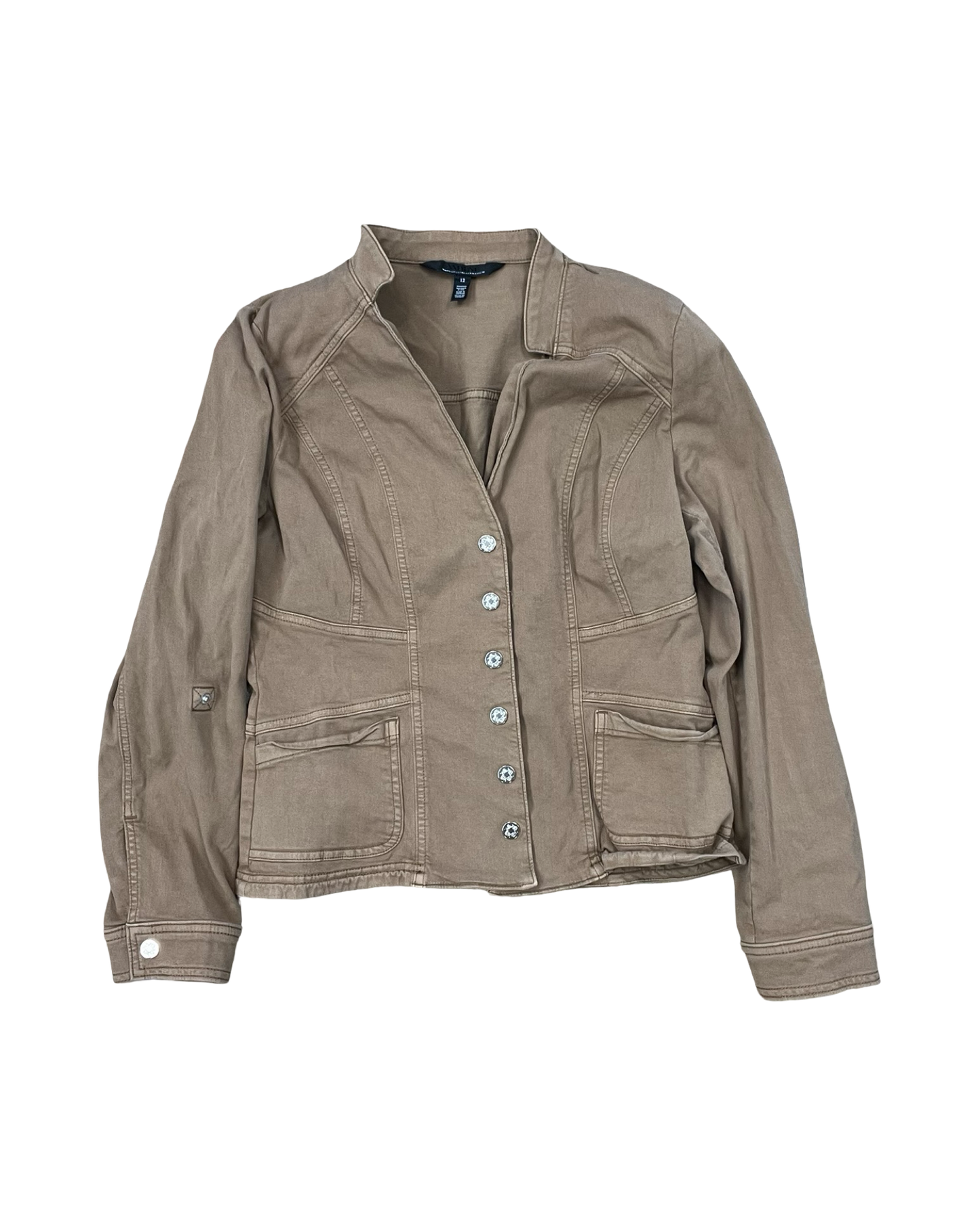 Jacket Denim By White House Black Market In Brown Denim, Size:L
