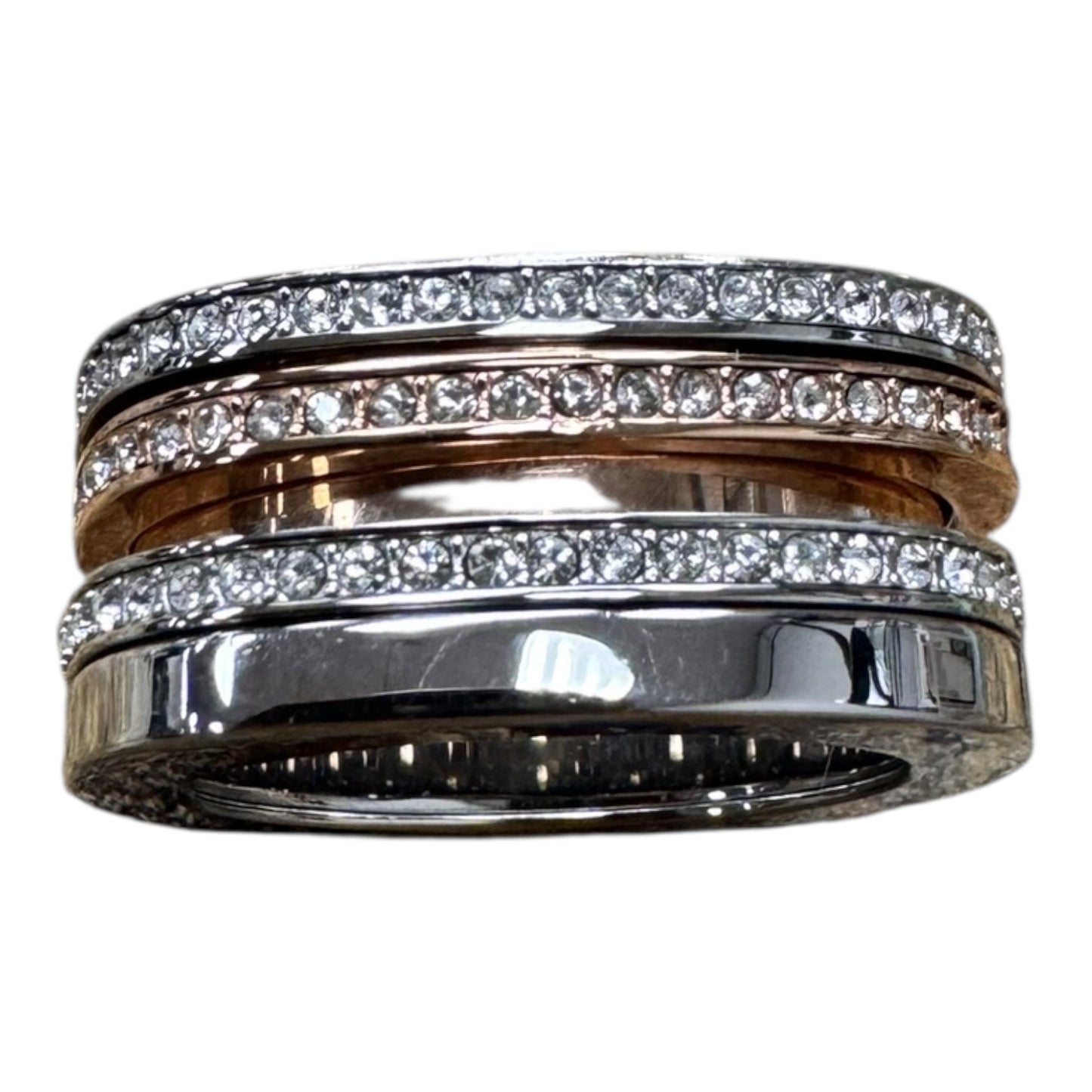 Ring Designer By Swarovski In Gold & Silver, Size:8.5