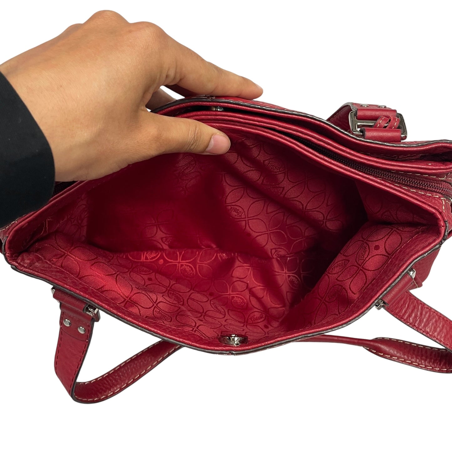 Handbag Leather By Fossil, Size: Small