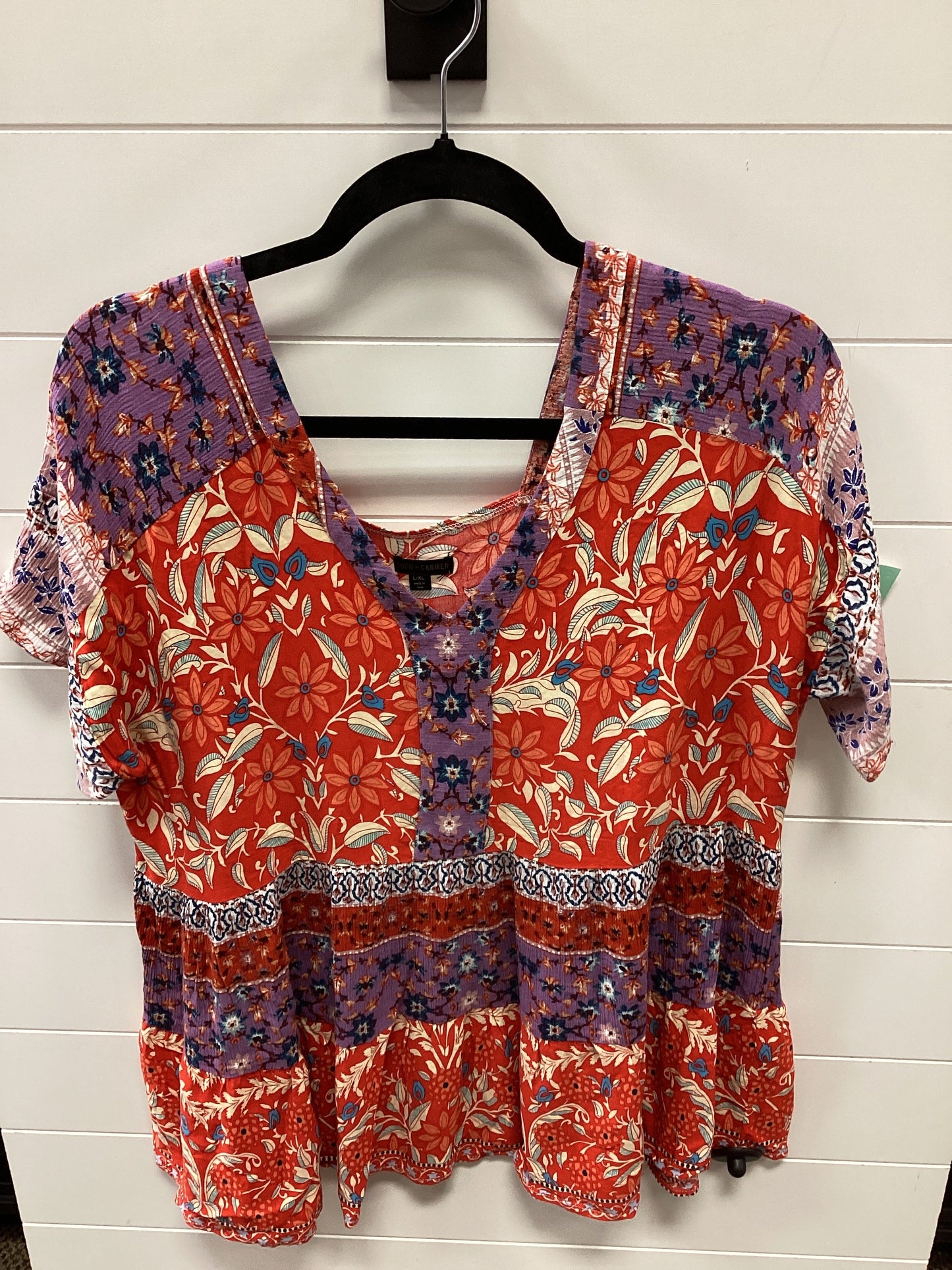 Top Ss By Coco And Carmen In Orange & Purple, Size:Xl