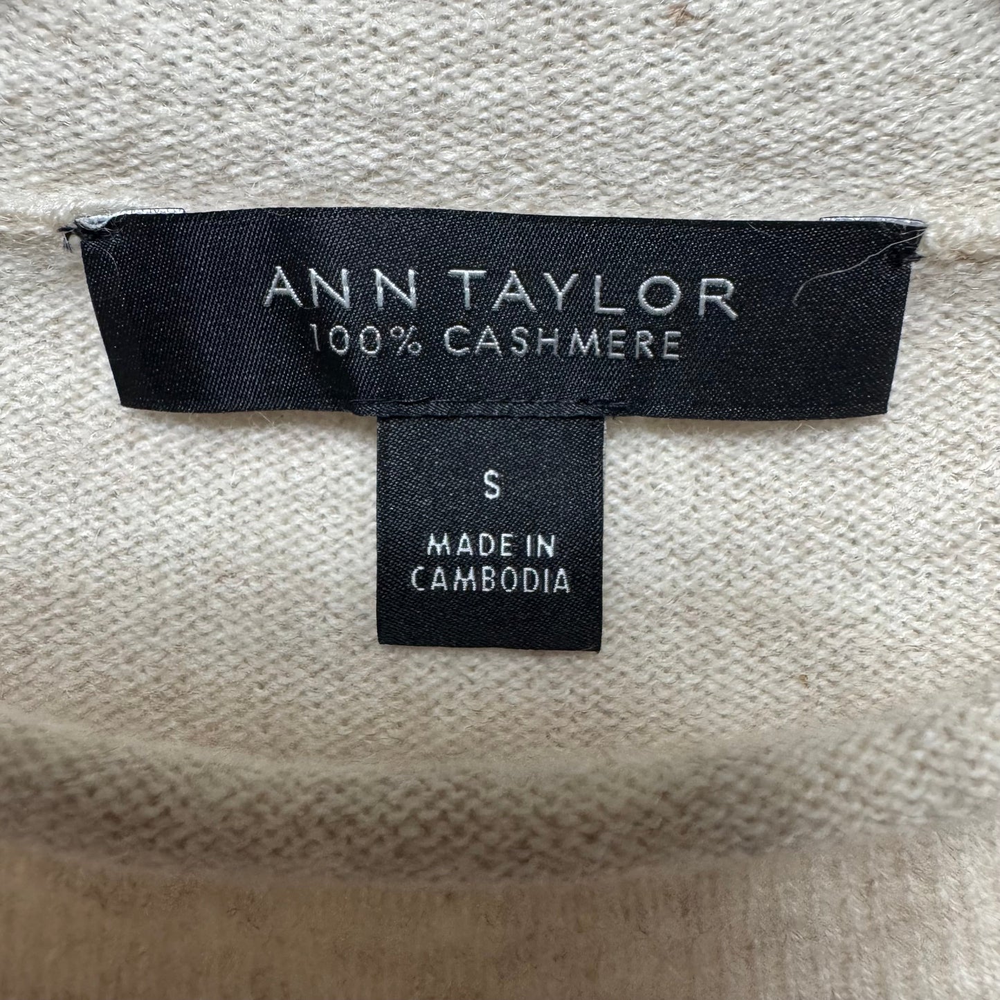 Cashmere Sweater Short Sleeve By Ann Taylor In Tan, Size: S