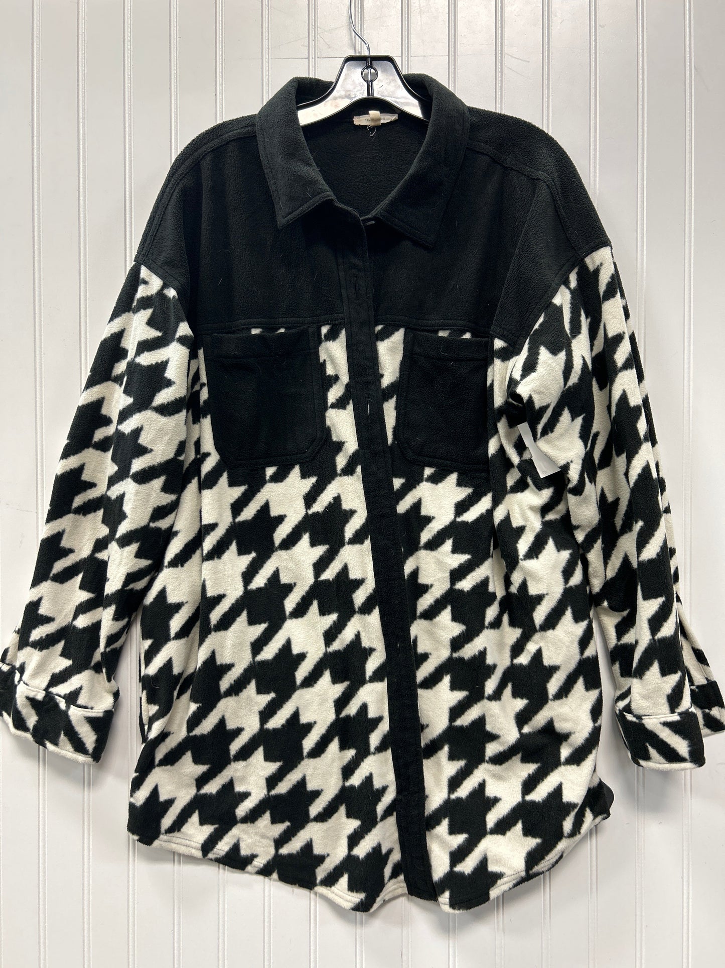 Jacket Fleece By Maurices In Black & White, Size:1X