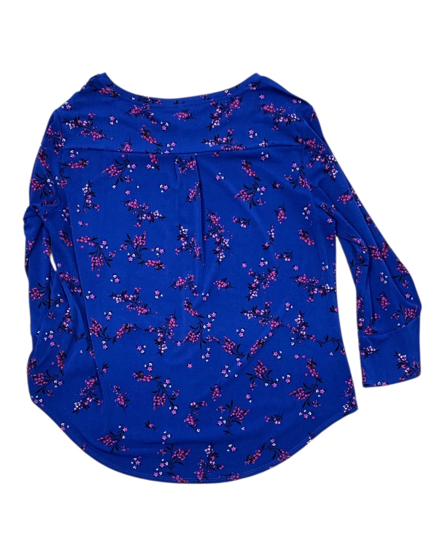 Blouse 3/4 Sleeve By Elle In Blue & Pink, Size:L