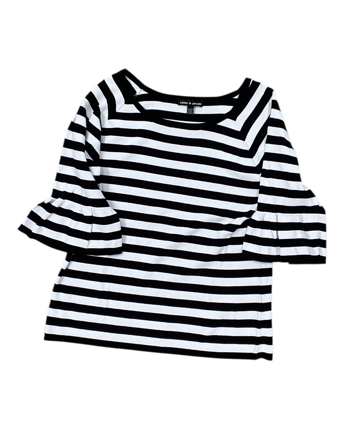 Top 3/4 Sleeve By Cable And Gauge In Black & White, Size:Xl