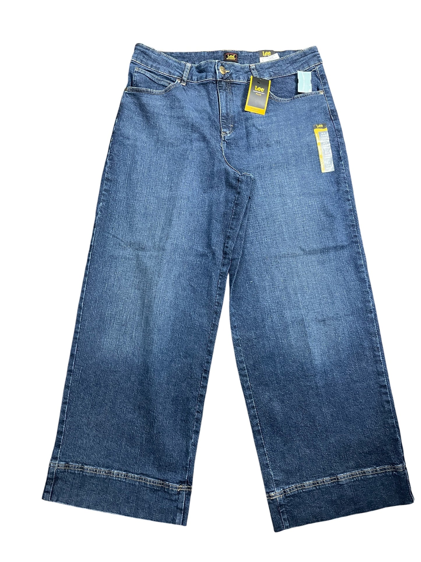 Jeans Wide Leg By Lee In Blue Denim, Size:18