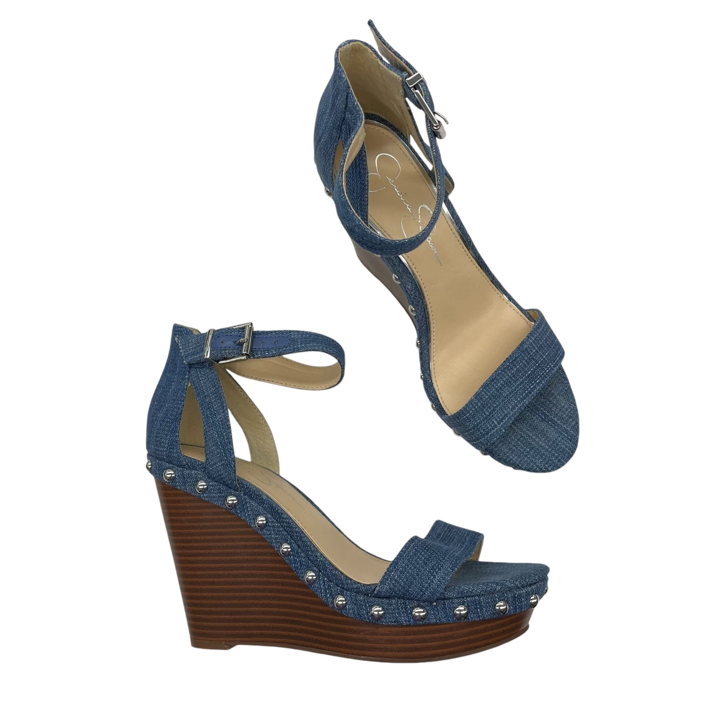 BLUE SANDALS HEELS WEDGE by JESSICA SIMPSON Size:8