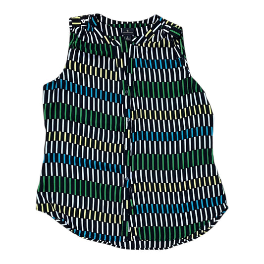 Blouse Sleeveless By Worthington In Black & Green, Size:L