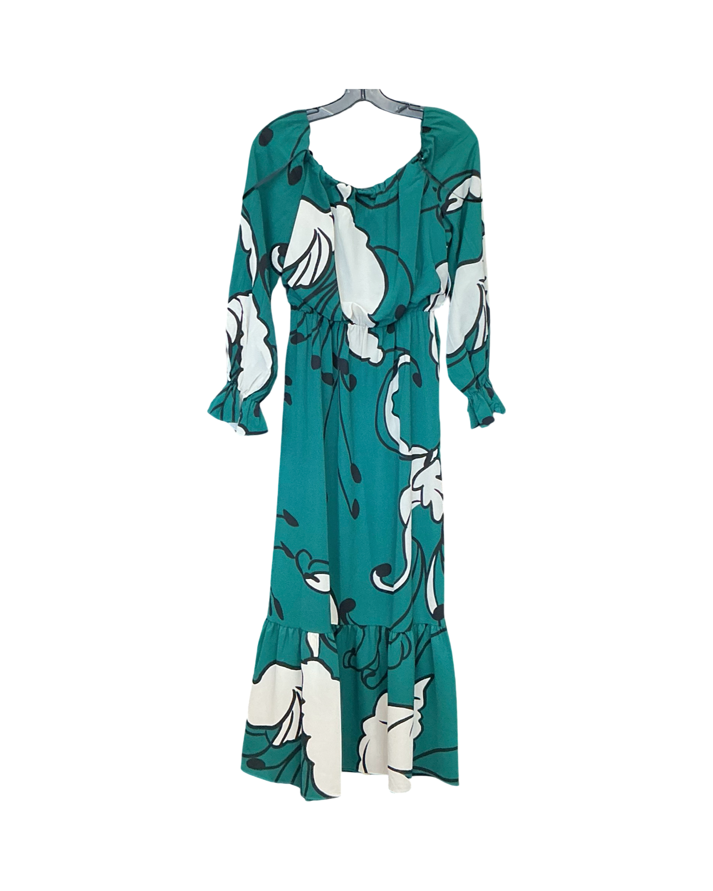 premier amour off the shoulder floral maxi dress Dress Party Long By Premier Amour In Green & White, Size:S