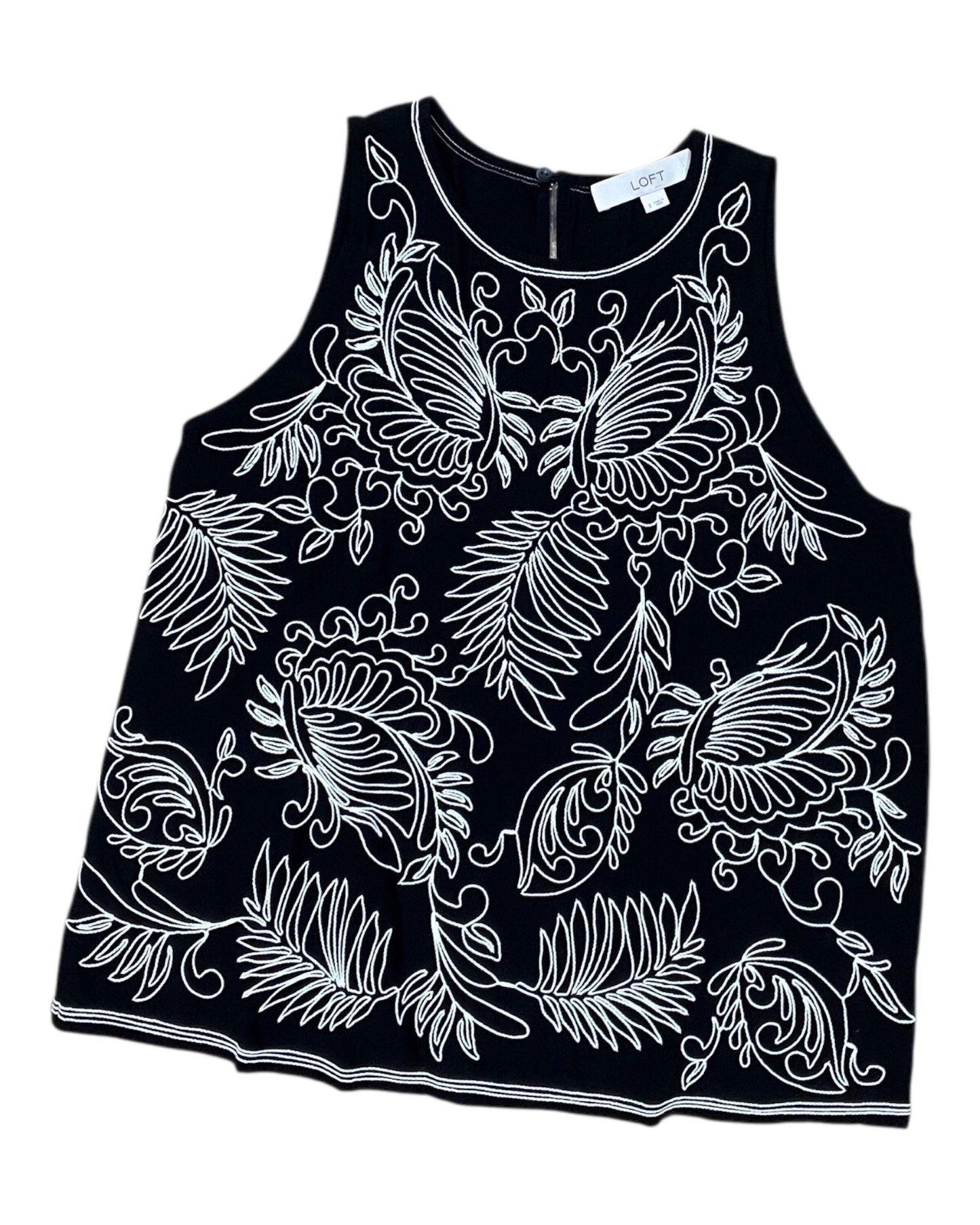 Top Sleeveless By Loft In Black & White, Size:S