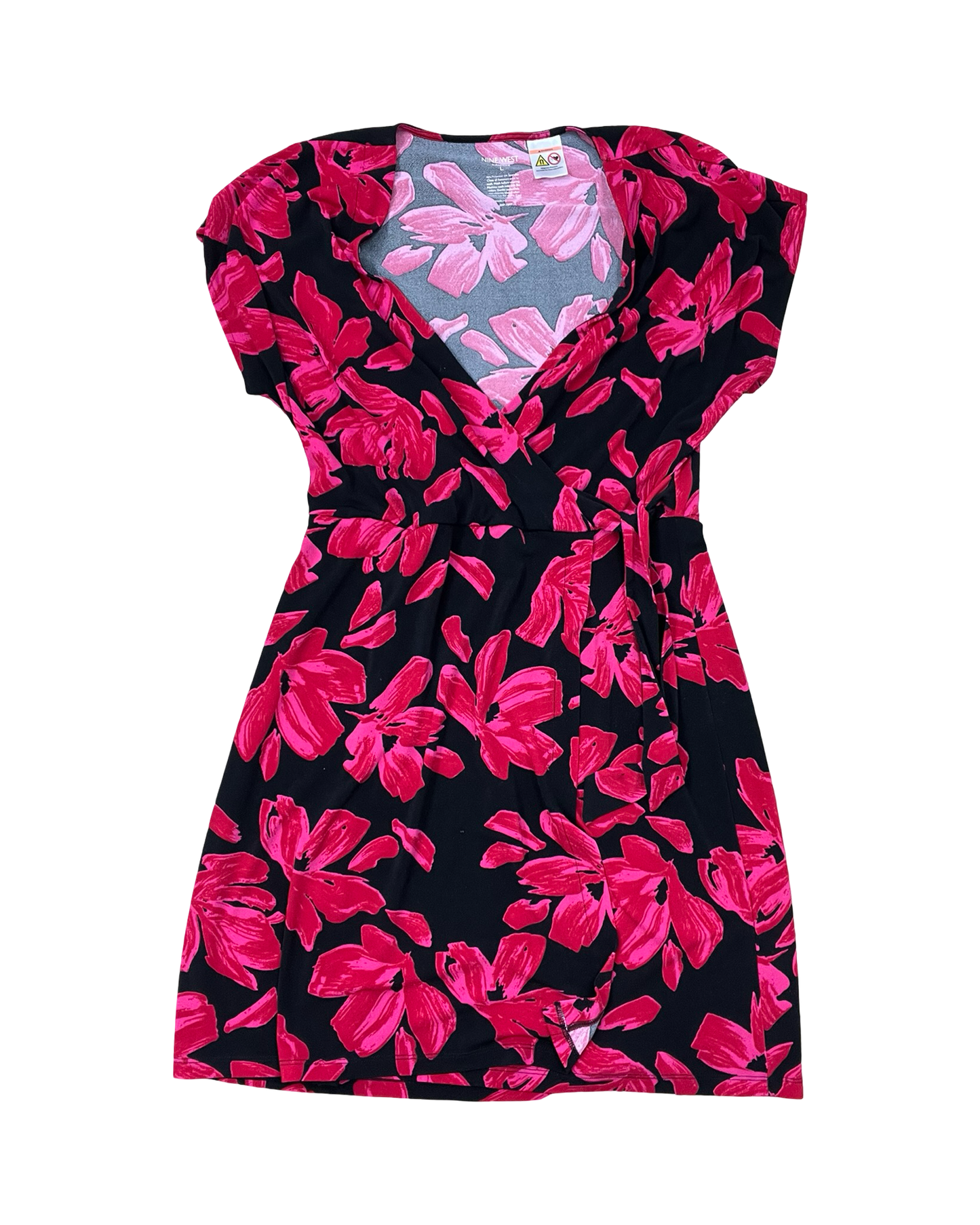 Dress Casual Midi By Nine West In Black & Pink, Size:L
