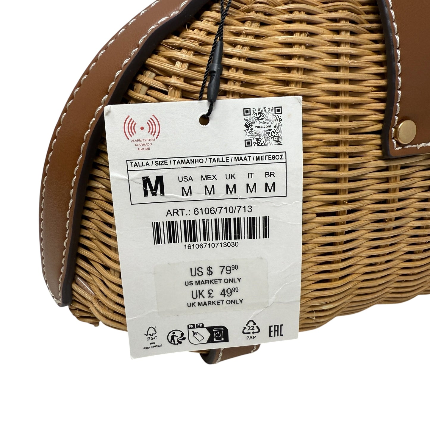 Rigid Mini Rattan Crossbody Bag By Zara, Size: Small