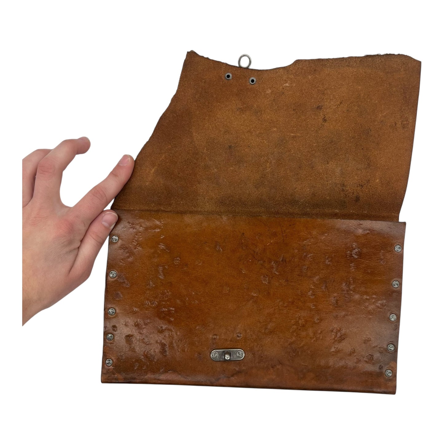 Clutch Leather By Clothes Mentor In Brown, Size:Large