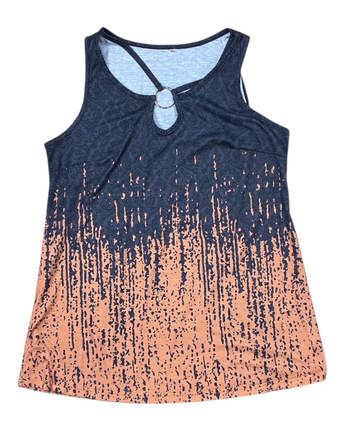 Tank Top By Clothes Mentor In Grey & Orange, Size:M