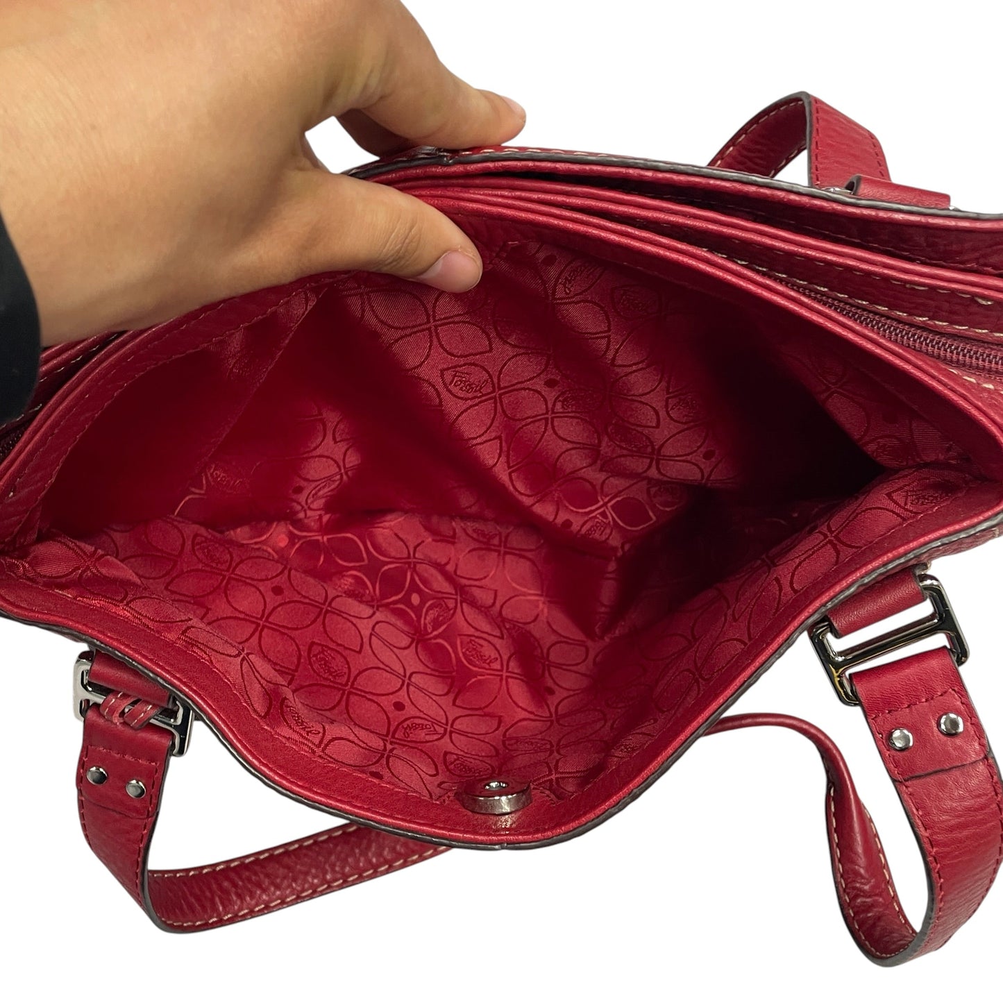 Handbag Leather By Fossil, Size: Small