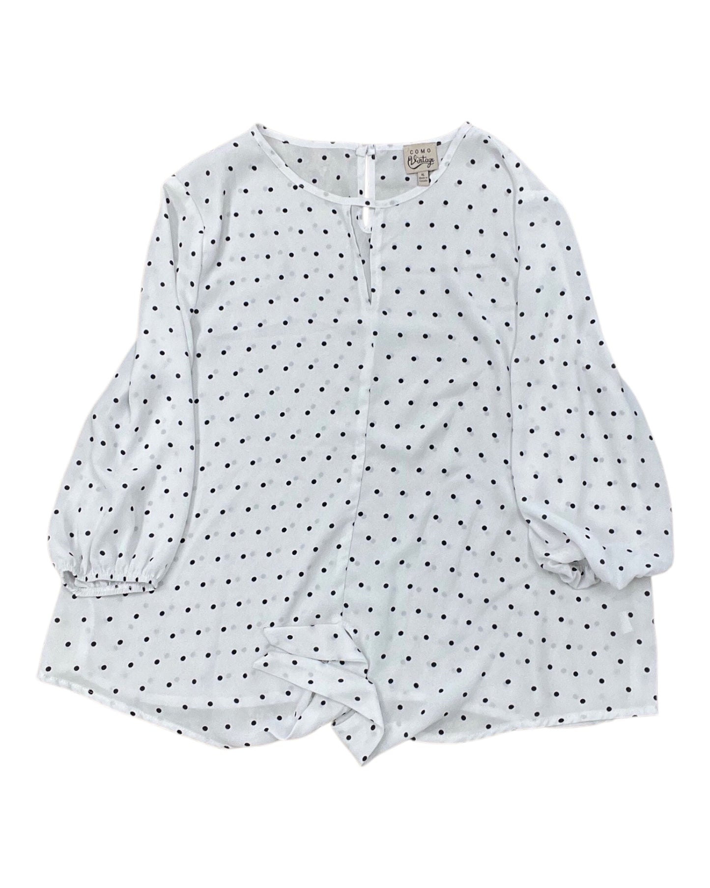 Top 3/4 Sleeve By Como Vintage In White, Size:Xl