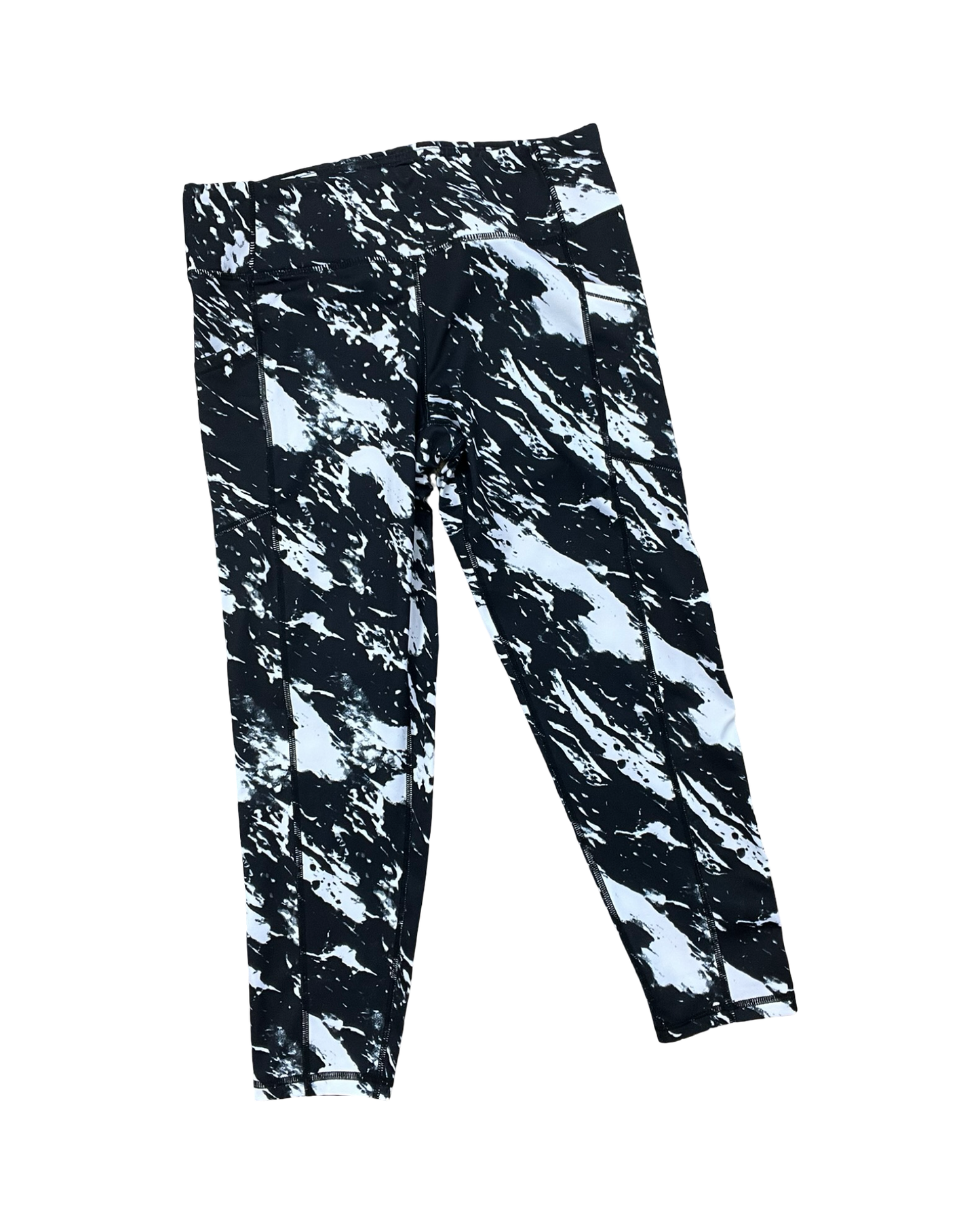 Athletic Leggings Capris By Pro Player In Black & White, Size:L