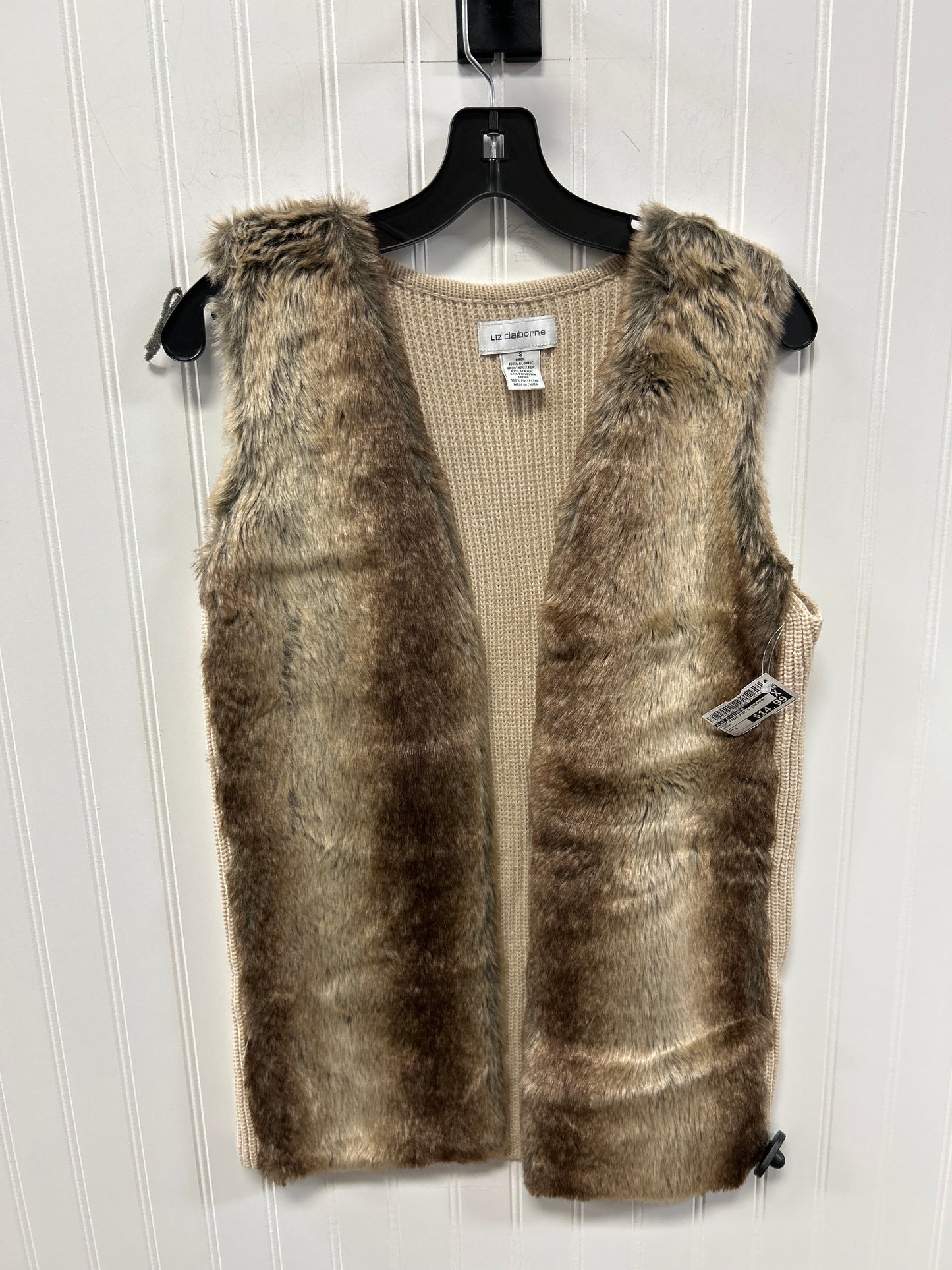 Vest Faux Fur & Sherpa By Liz Claiborne In Brown, Size:S