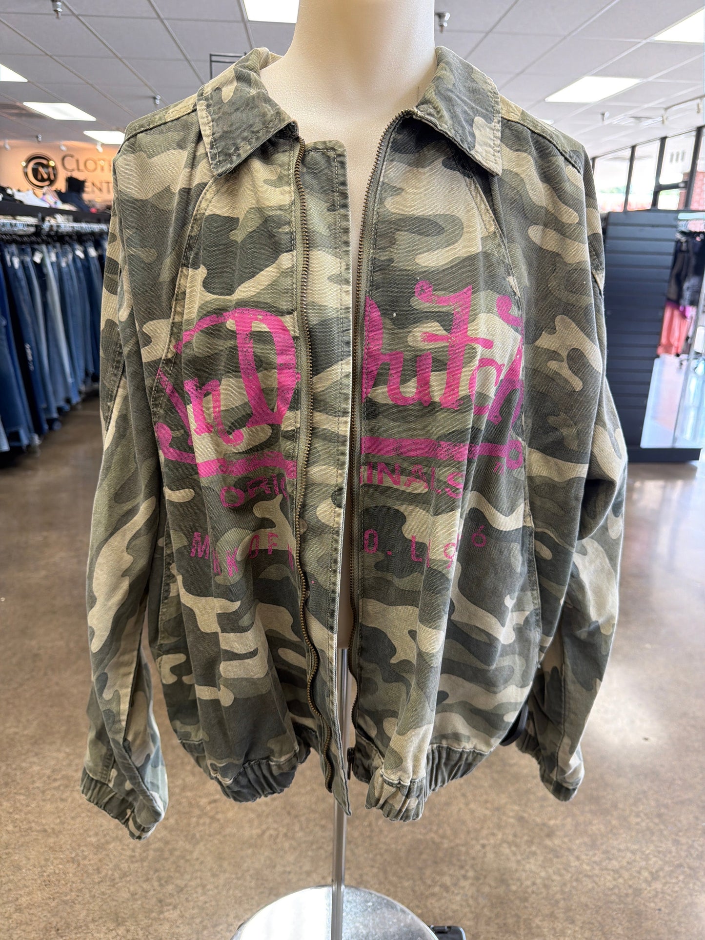 Jacket Denim By Clothes Mentor In Camouflage Print, Size:1X