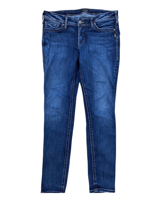 Jeans Straight By Silver In Blue Denim, Size:14